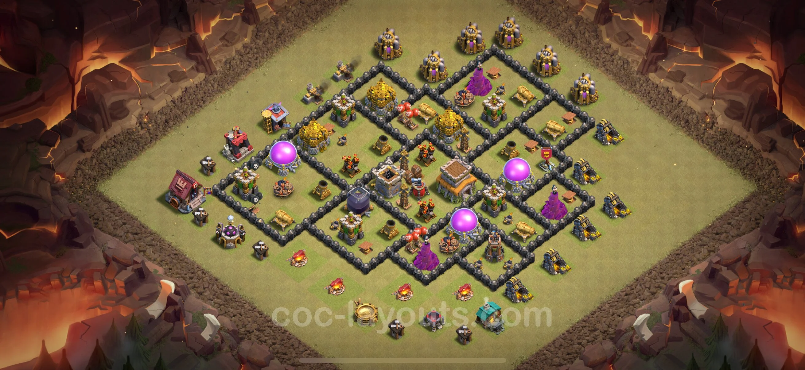 Top War Base TH8 with Link, Hybrid - Max Levels CWL Plan - Clash of Clans - (#141) — Krieg BH8