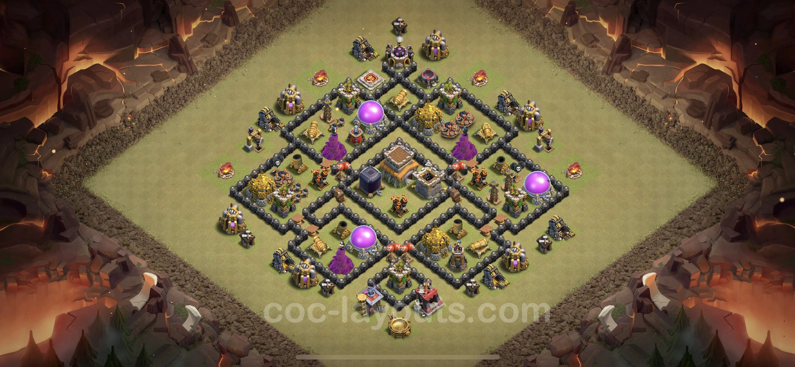 Top War Base TH8 with Link, Hybrid - Anti 3 Stars CWL Plan - Clash of Clans - (#48) — Krieg BH8