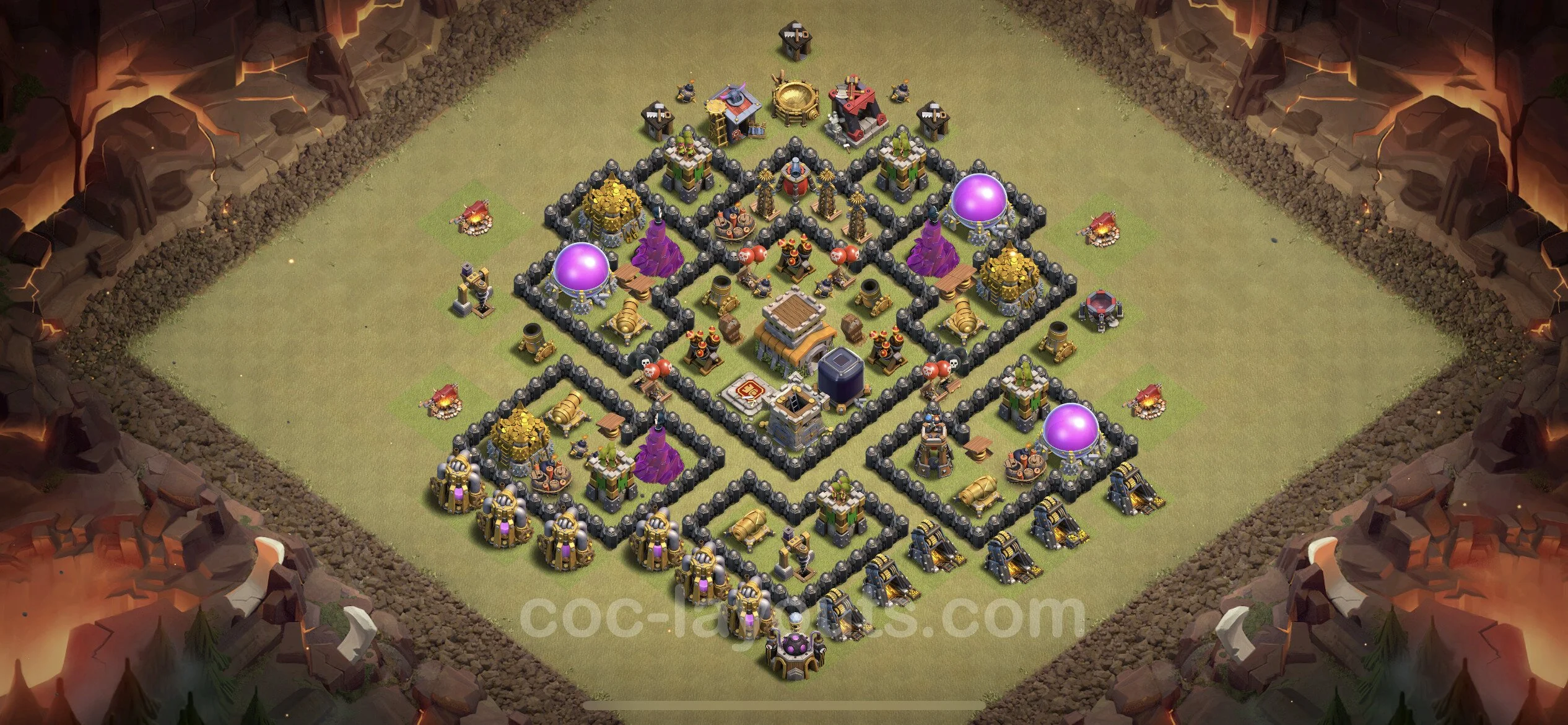 Top War Base TH8 with Link, Hybrid - Anti 2 Stars CWL Plan - Clash of Clans - (#59) — Guerre BH8