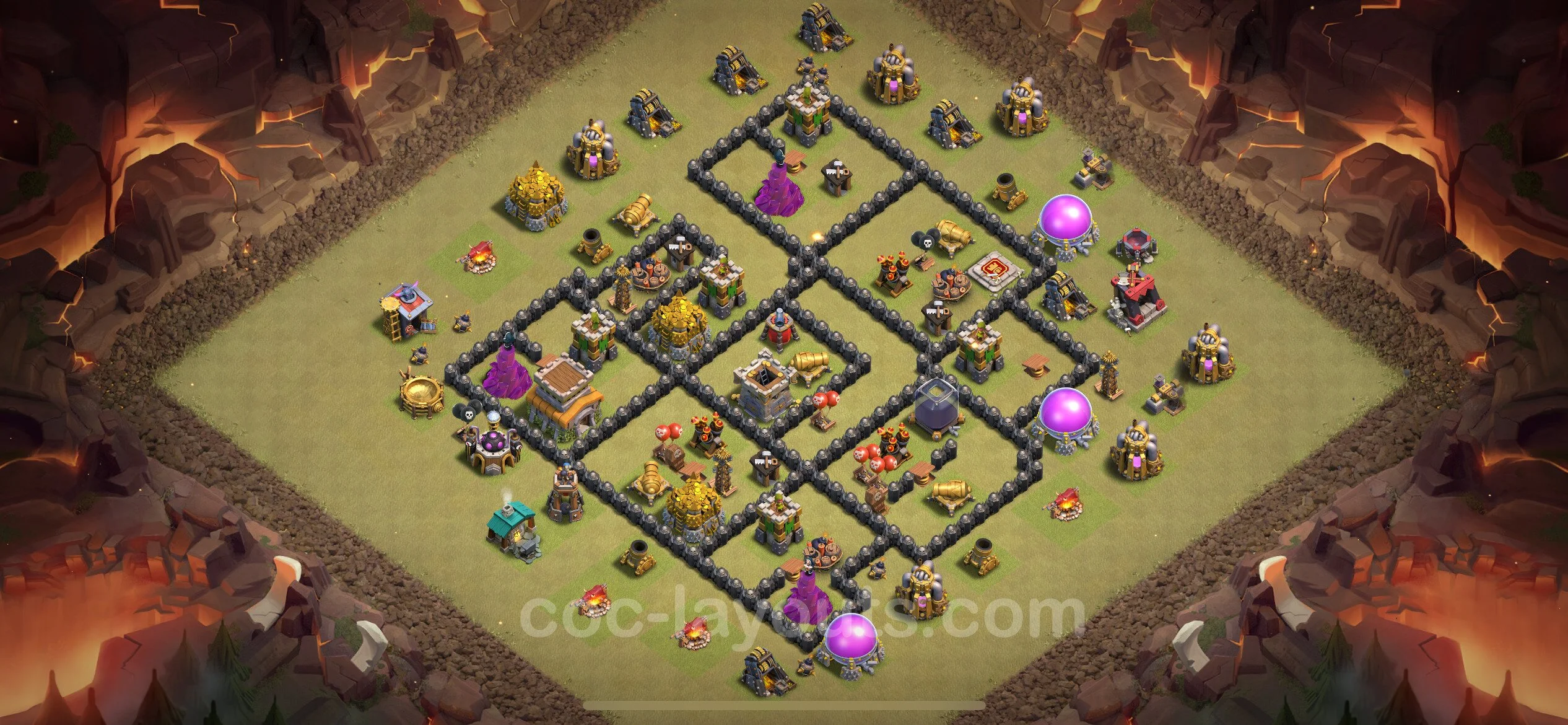 Top War Base TH8 with Link - CWL Defence Plan - Clash of Clans - (#64) — Krieg BH8