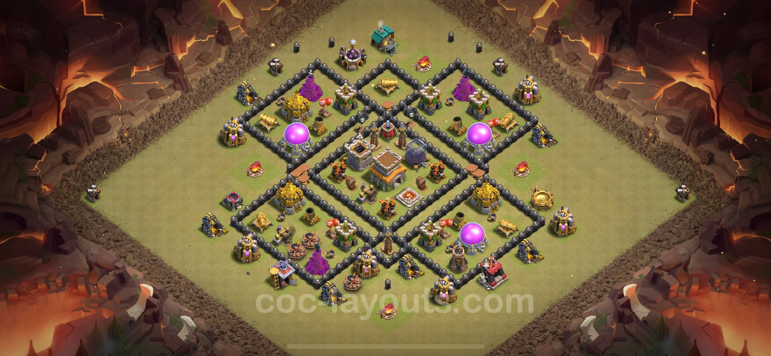 Top War Base TH8 with Link, Anti Air / Dragon, Hybrid - CWL Defence Plan - Clash of Clans - (#65) — Krieg BH8