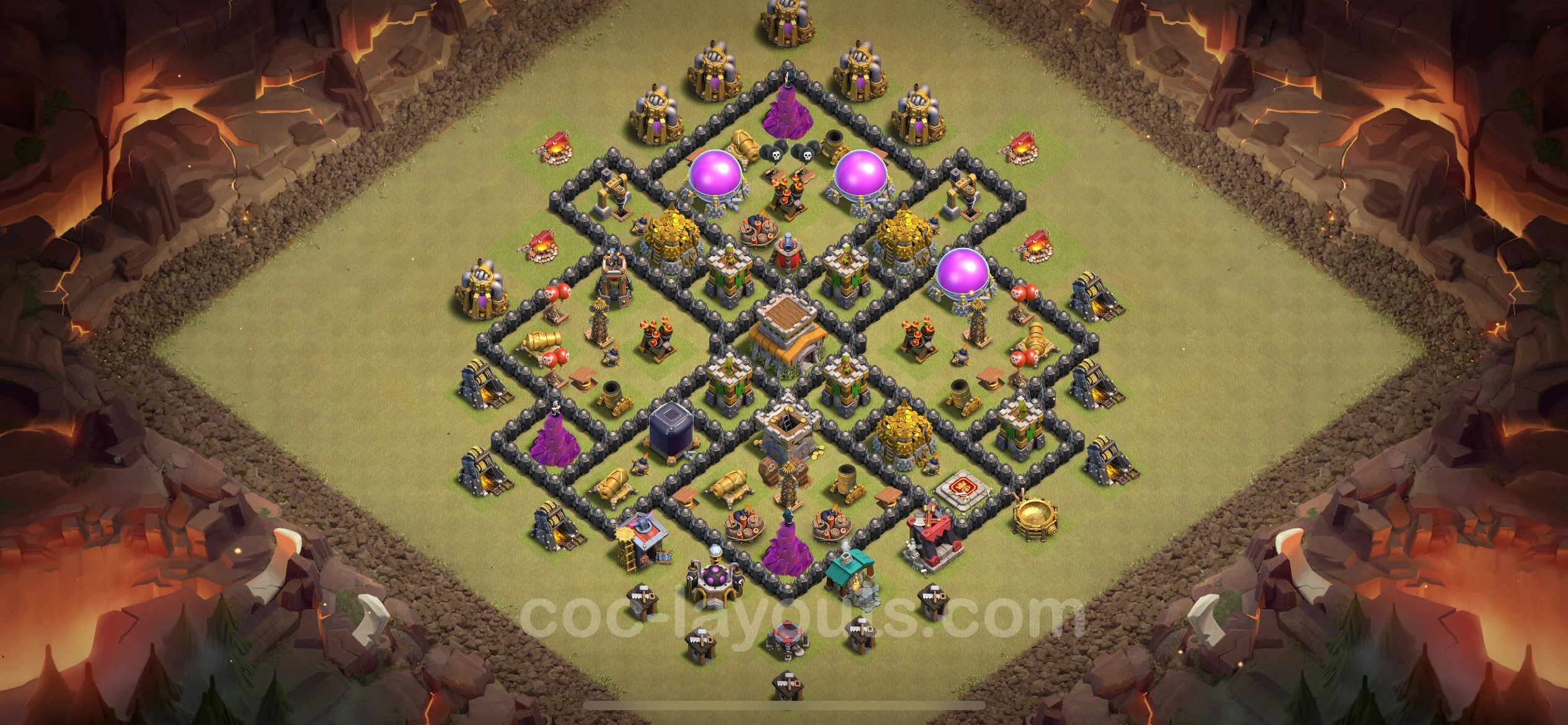 Top War Base TH8 with Link, Anti Everything - Anti 2 Stars CWL Plan - Clash of Clans - (#76) — Guerre BH8