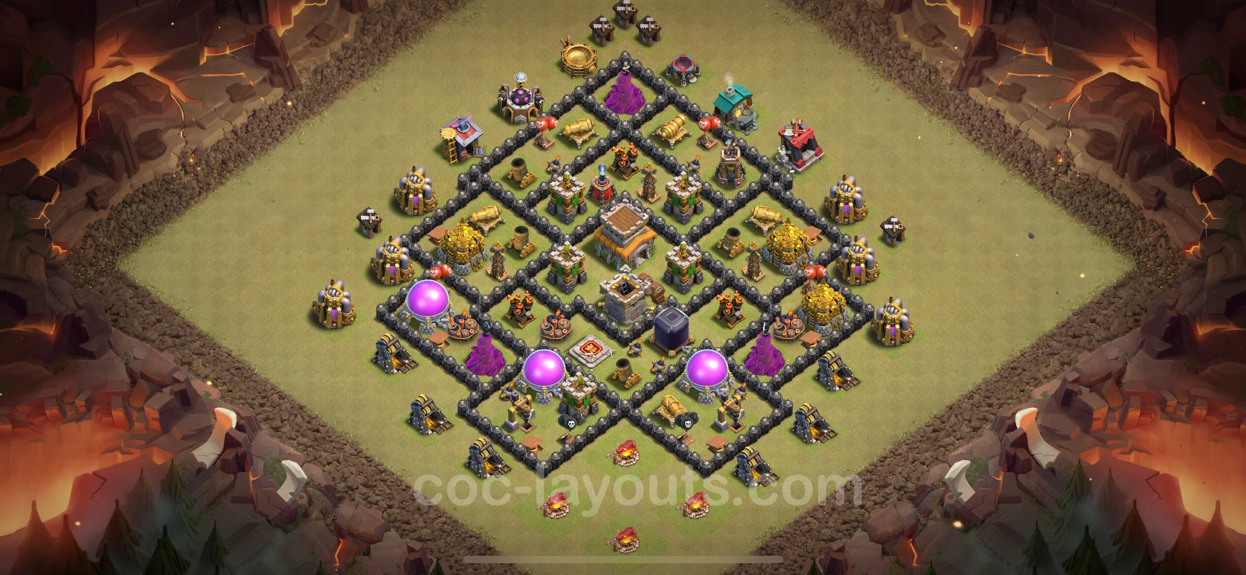 Top War Base TH8 with Link, Anti Air / Dragon, Hybrid - CWL Defence Plan - Clash of Clans - (#78) — 战争 BH8
