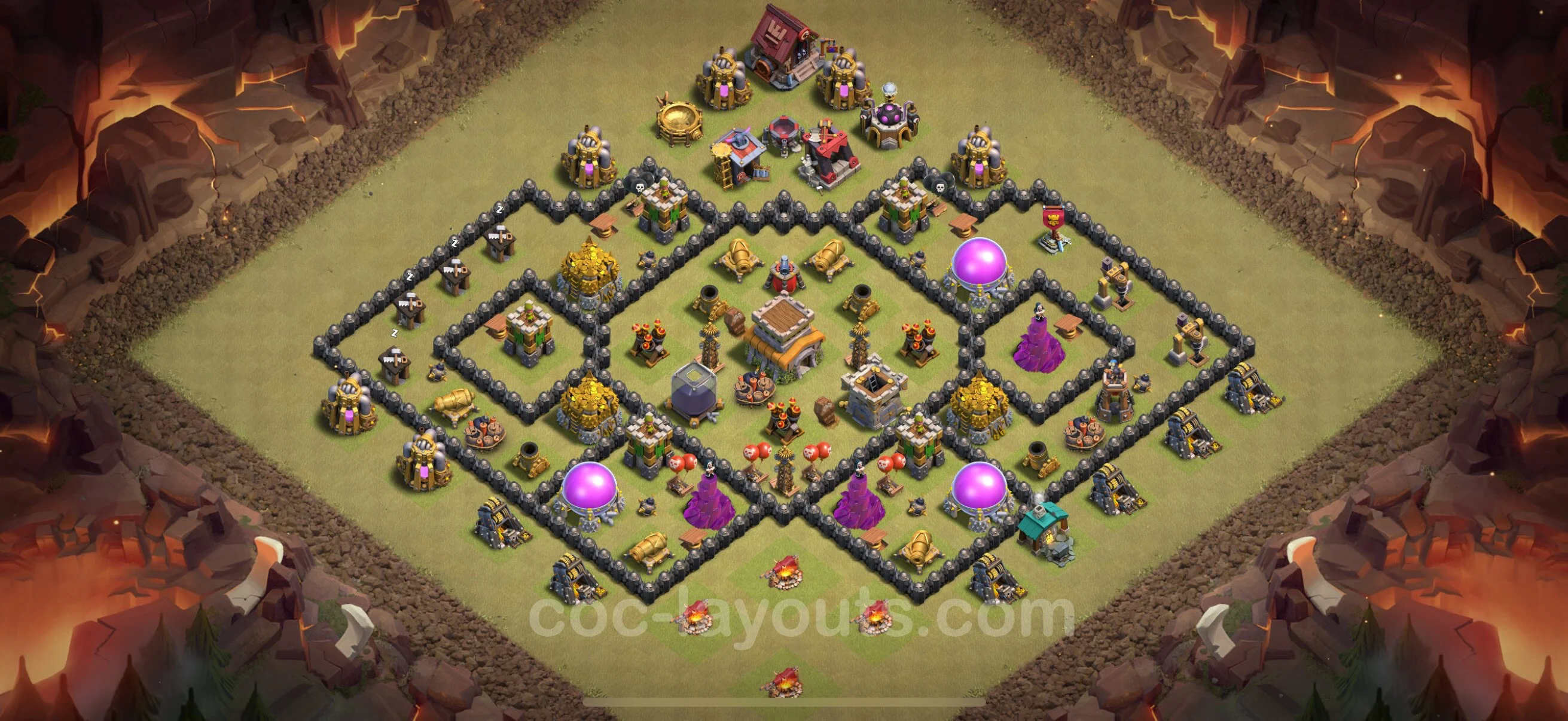 Top War Base TH8 with Link, Anti Air / Dragon, Hybrid - CWL Defence Plan - Clash of Clans - (#96) — Krieg BH8