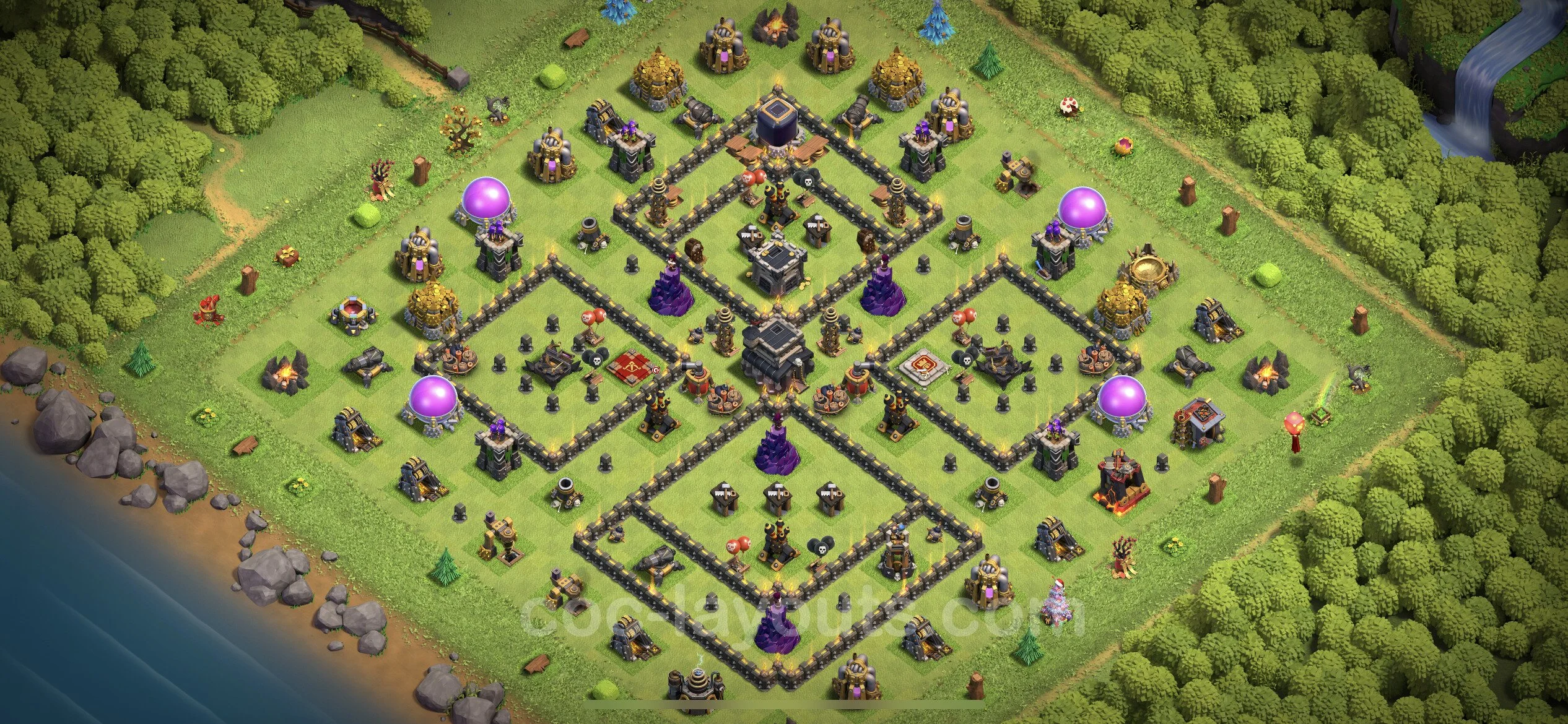 Anti 2 Stars Base TH9 with Link, Anti Everything - best plan / layout / design - Clash of Clans - (#164) — Verteidigung TH9