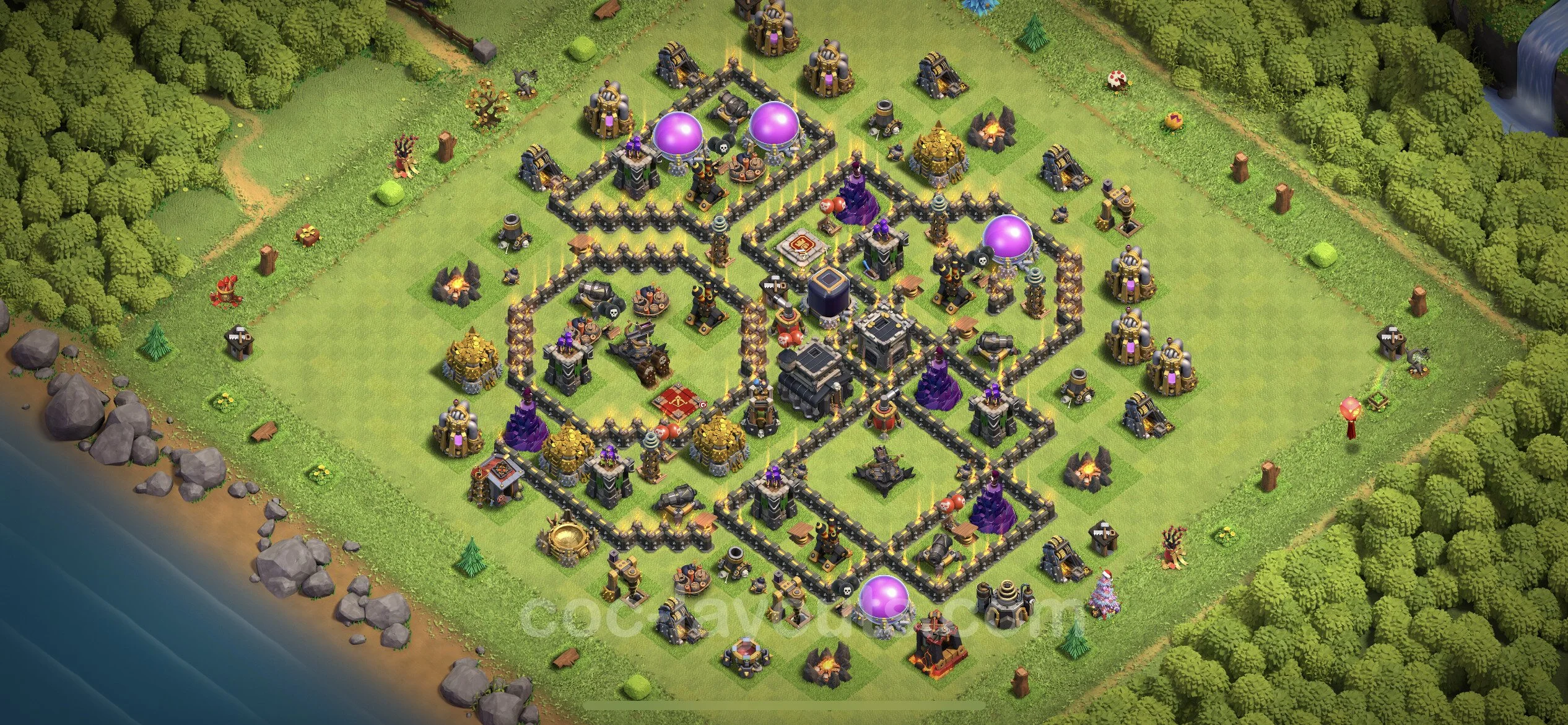 Defense (Trophy) Base TH9 with Link, Anti 3 Stars, Anti Everything - plan / layout / design - Clash of Clans - (#165) — Verteidigung TH9