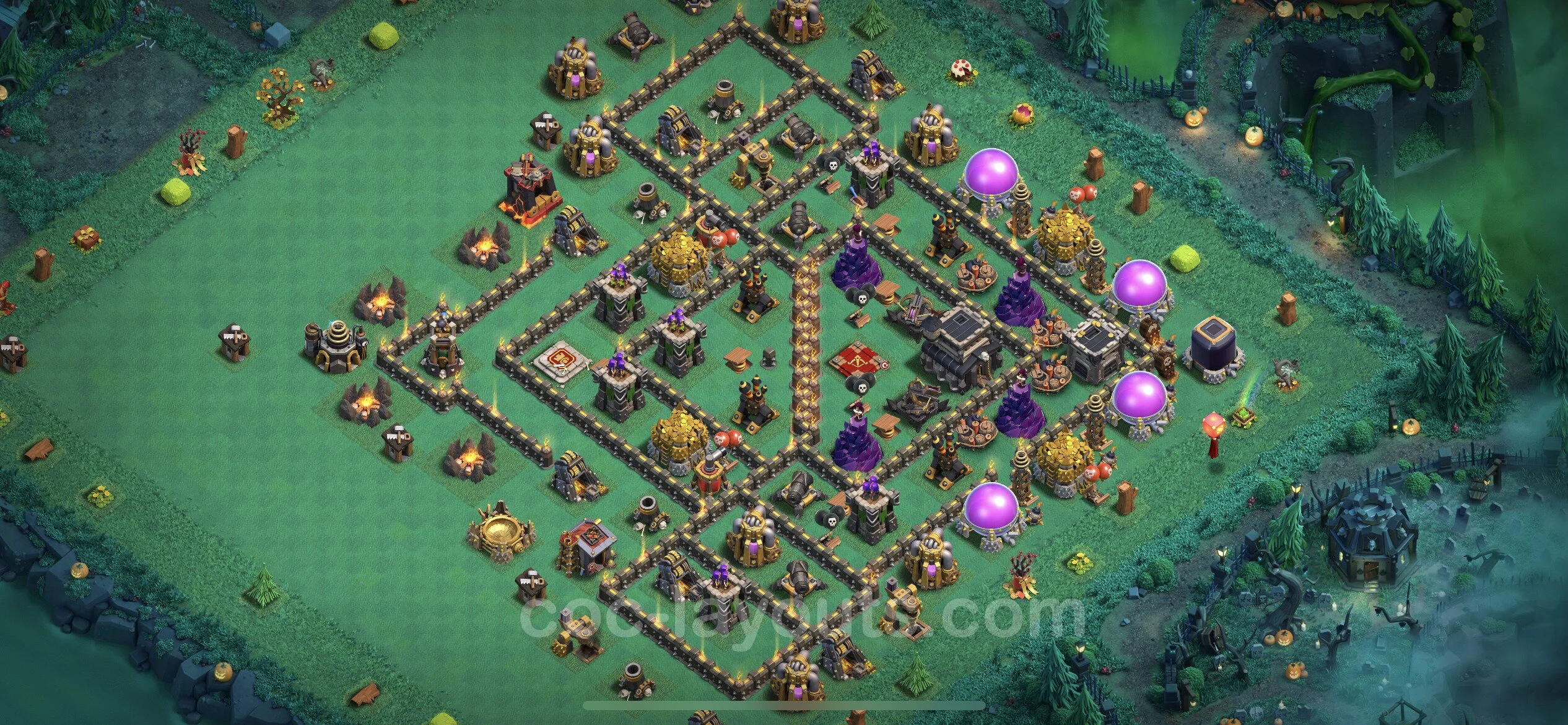 Top Base TH9 with Link - Anti Everything Defence Plan - Clash of Clans - (#166) — Verdediging TH9