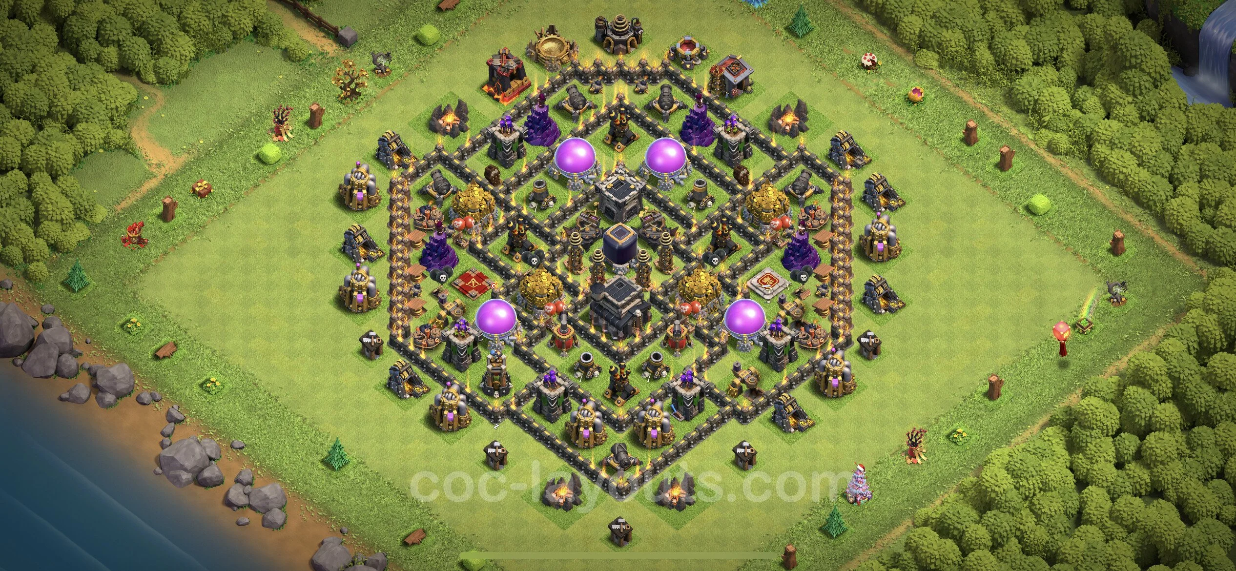 Anti 2 Stars Base TH9 with Link, Hybrid - best plan / layout / design - Clash of Clans - (#167) — Захист TH9