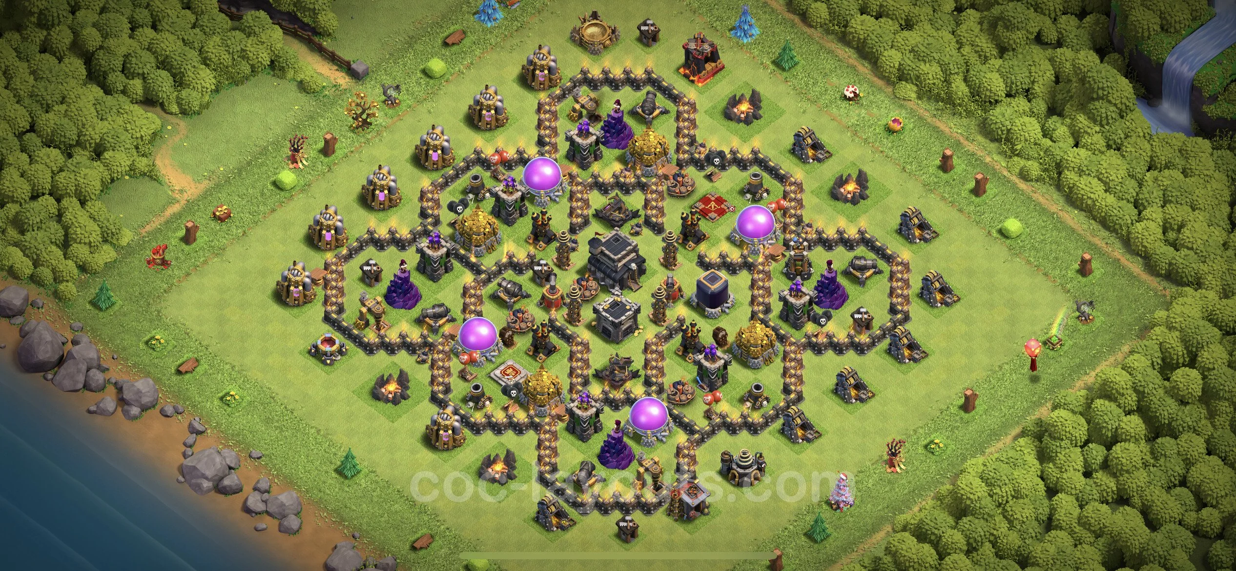 Anti 3 Stars Base TH9 with Link, Anti Air / Dragon - best plan / layout / design - Clash of Clans - (#169) — रक्षा TH9
