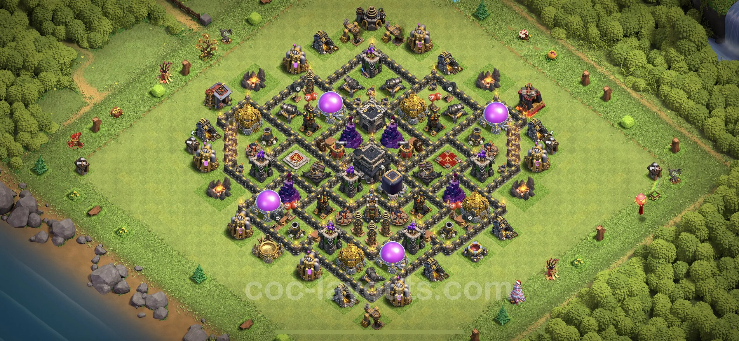 Base TH9 with Link, Anti Everything, Hybrid Max Levels - defence plan / layout / design - Clash of Clans - (#176) — Verteidigung TH9