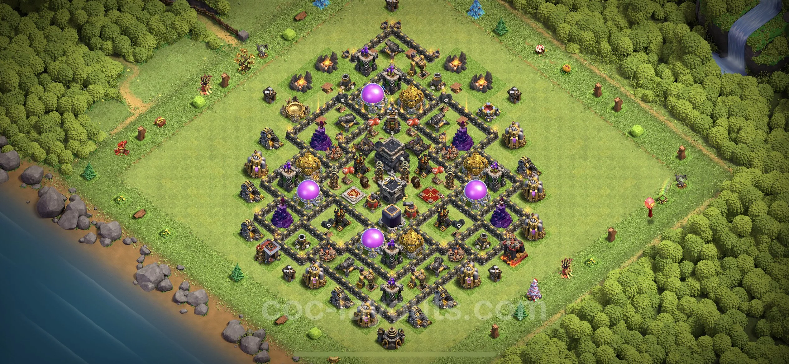 Anti 3 Stars Base TH9 with Link, Hybrid - best plan / layout / design - Clash of Clans - (#181) — Obrona TH9