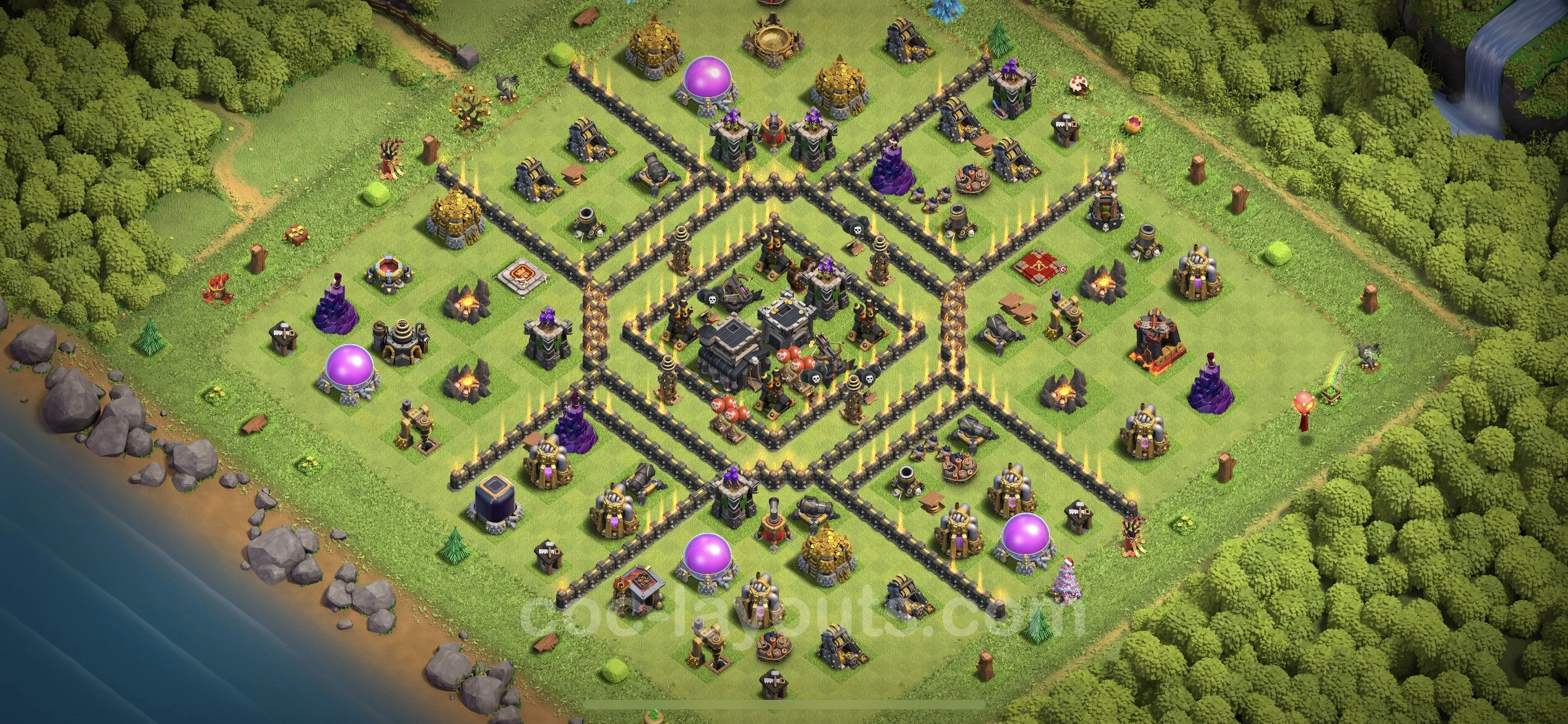 Top Base TH9 with Link - Anti Everything Defence Plan - Clash of Clans - (#185) — Defesa TH9
