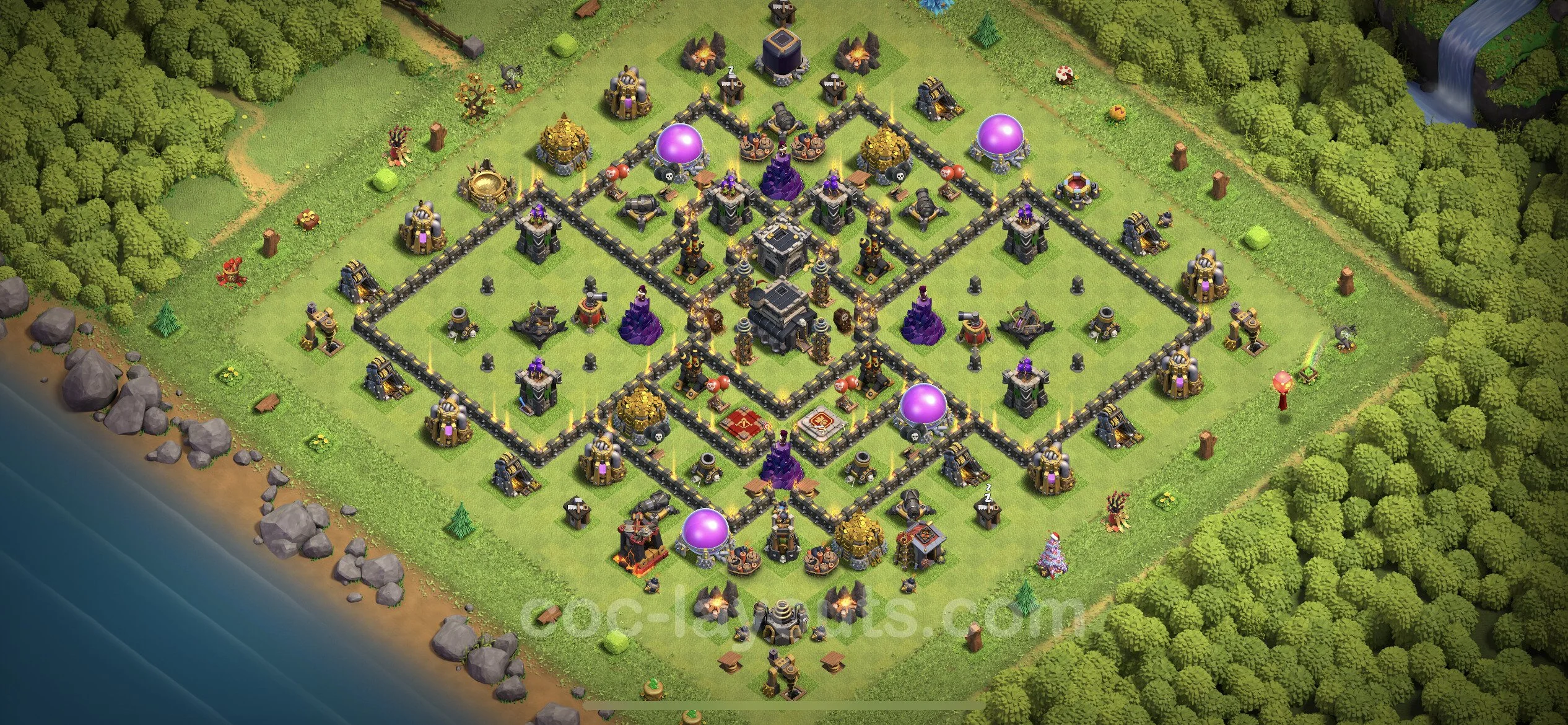 Anti 2 Stars Base TH9 with Link, Anti Everything - best plan / layout / design - Clash of Clans - (#186) — Defense TH9