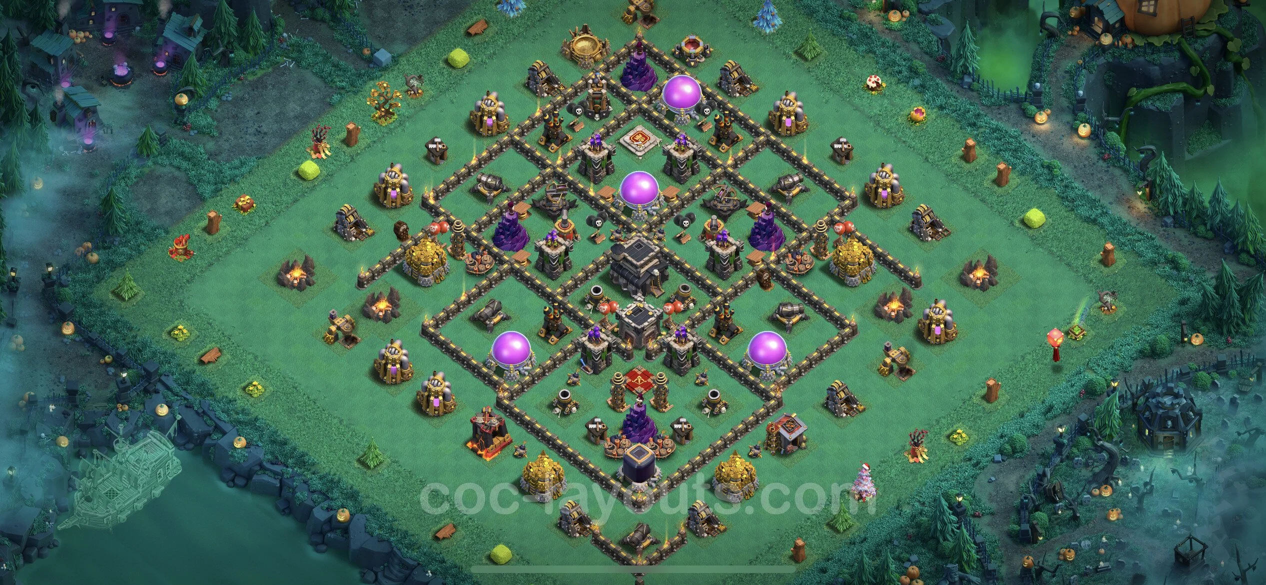 Base TH9 with Link, Anti 3 Stars, Anti Everything Max Levels - defence plan / layout / design - Clash of Clans - (#189) — Defense TH9
