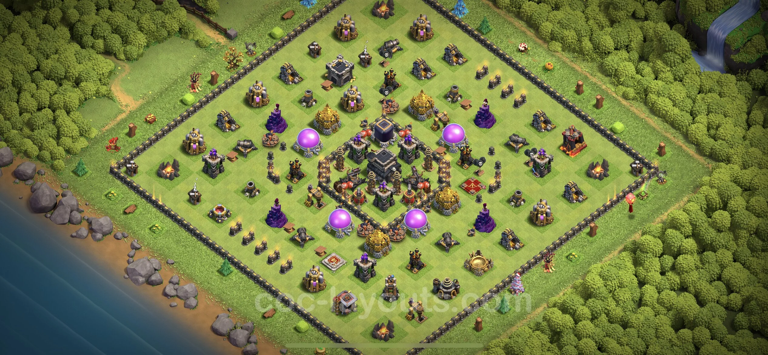 Defense (Trophy) Base TH9 with Link, Anti Everything, Hybrid - plan / layout / design - Clash of Clans - (#190) — Verdediging TH9