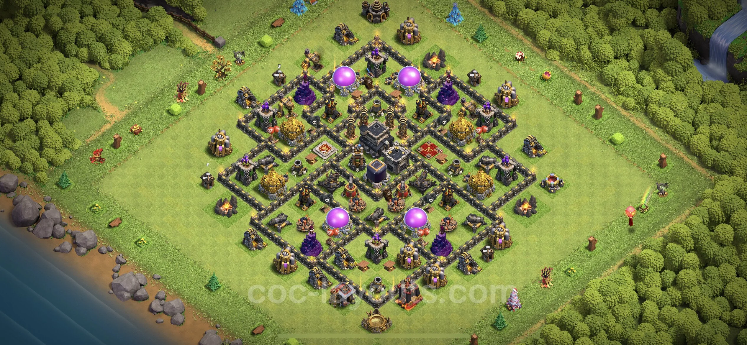 Unbeatable Base TH9 with Link, Anti Air / Dragon, Hybrid - best plan / Anti Loot / design - Clash of Clans - (#192) — Defesa TH9
