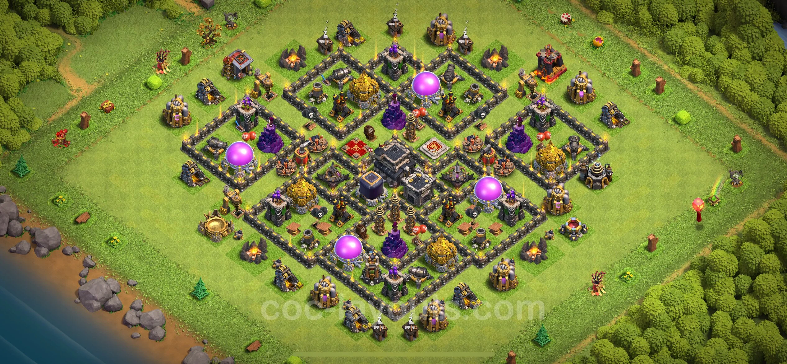 Top Base TH9 with Link, Hybrid - Anti Everything Defence Plan - Clash of Clans - (#194) — Obrona TH9