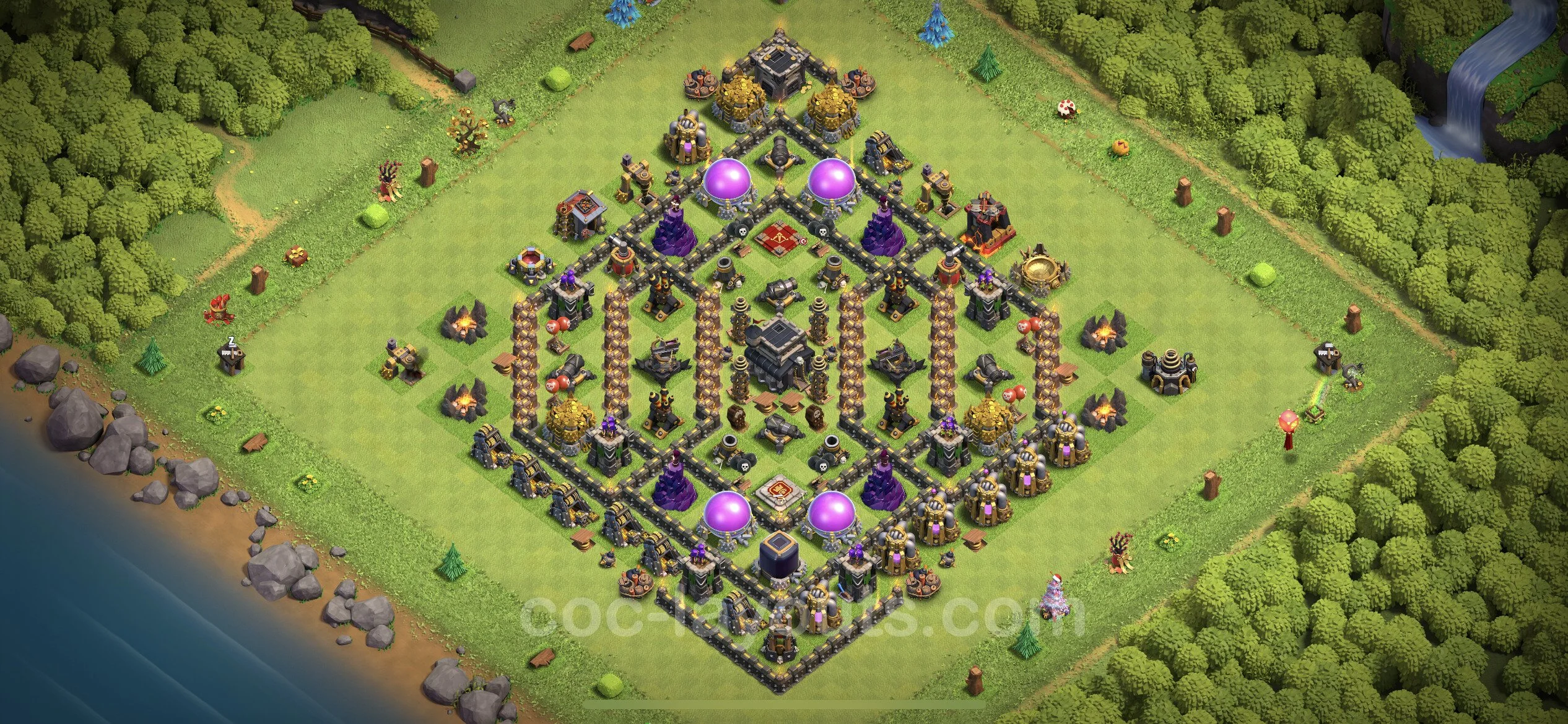 Anti 3 Stars Base TH9 with Link, Anti Everything - best plan / layout / design - Clash of Clans - (#195) — Захист TH9