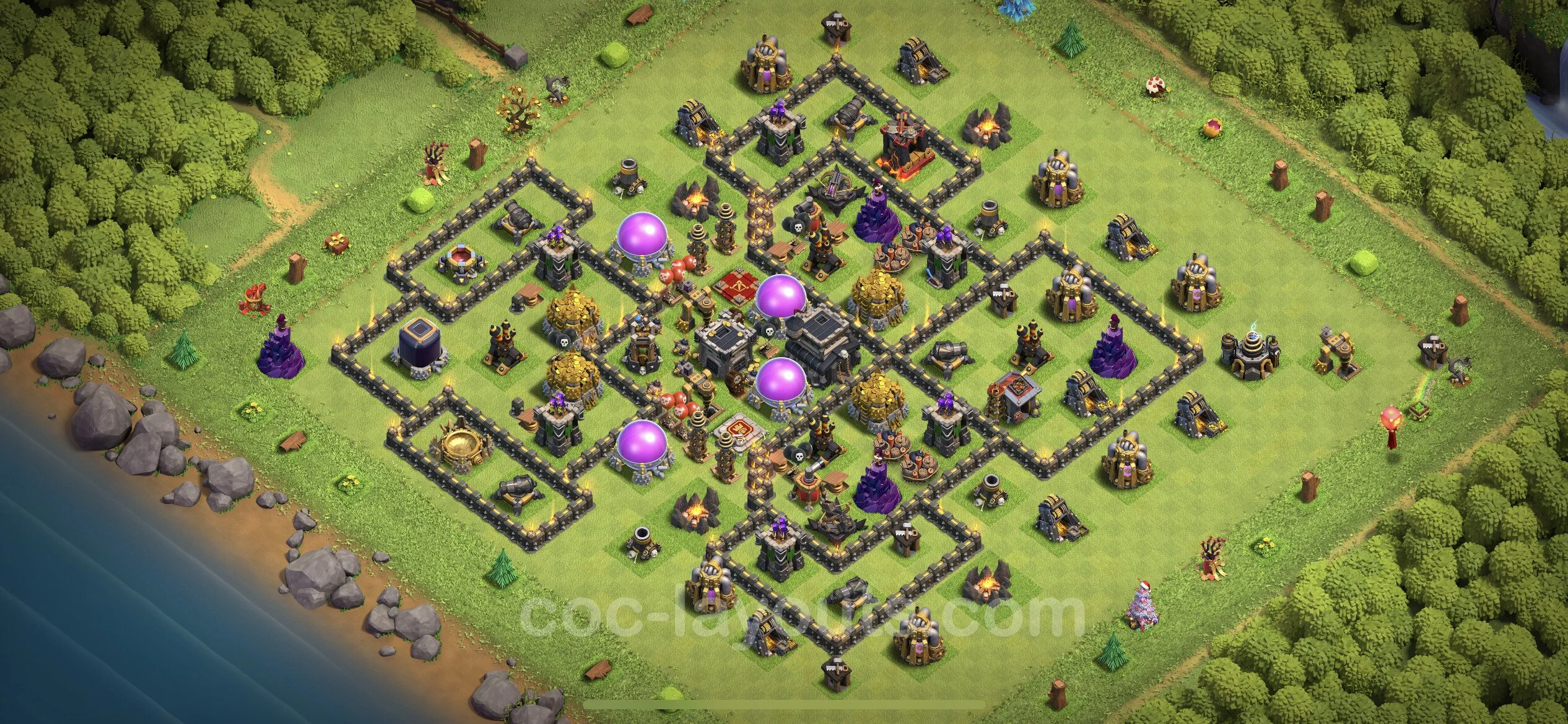 Anti 3 Stars Base TH9 with Link, Anti Everything - best plan / layout / design - Clash of Clans - (#196) — Verdediging TH9