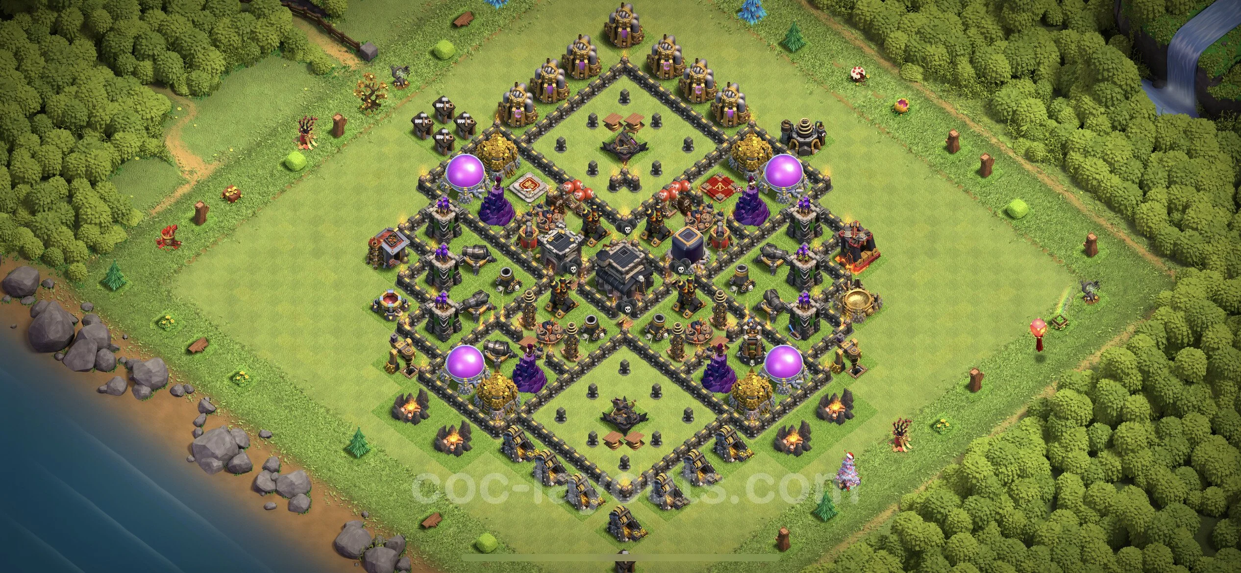 Base TH9 with Link, Hybrid - Anti Dragon Defence Plan / Anti Air - Clash of Clans - (#197) — Pertahanan TH9