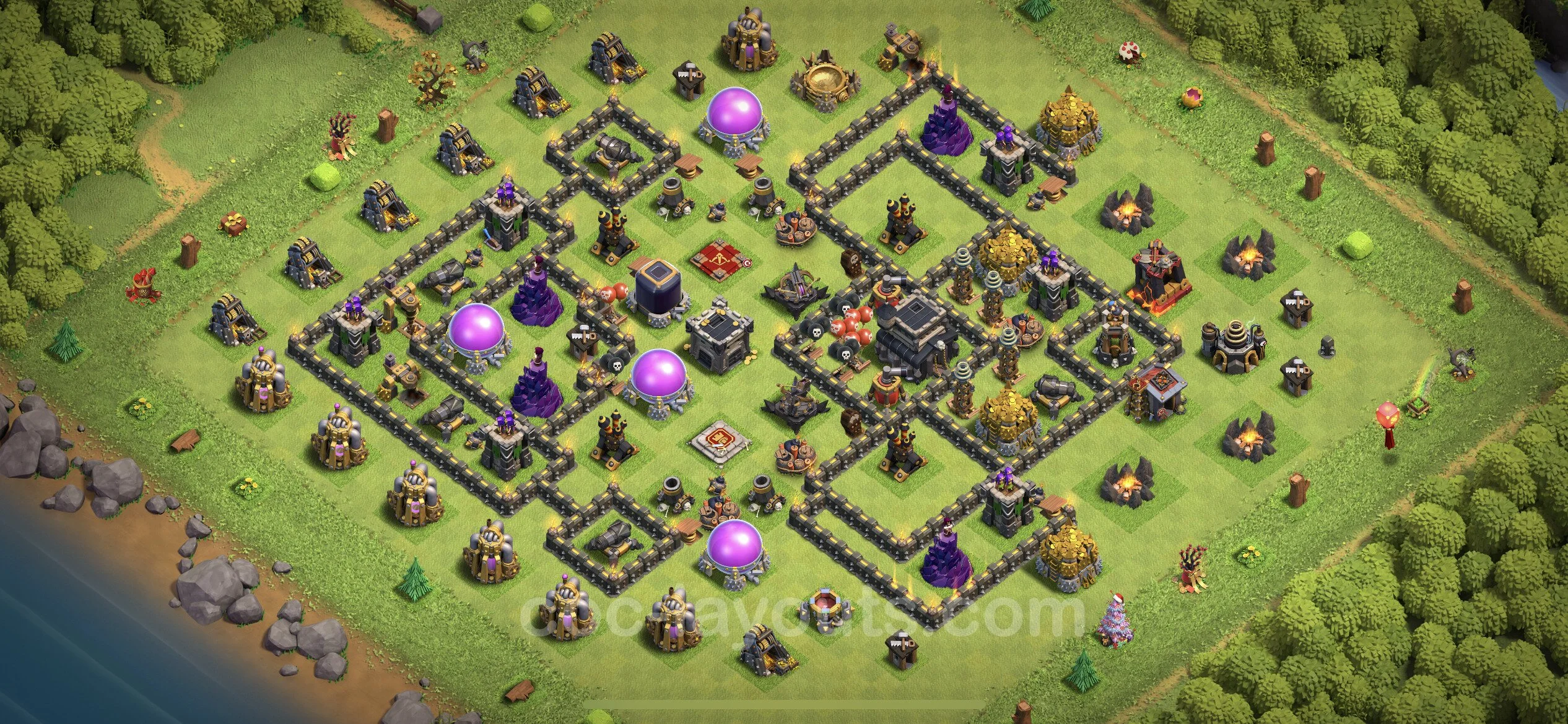 Base TH9 with Link, Anti Everything Max Levels - defence plan / layout / design - Clash of Clans - (#198) — Defense TH9