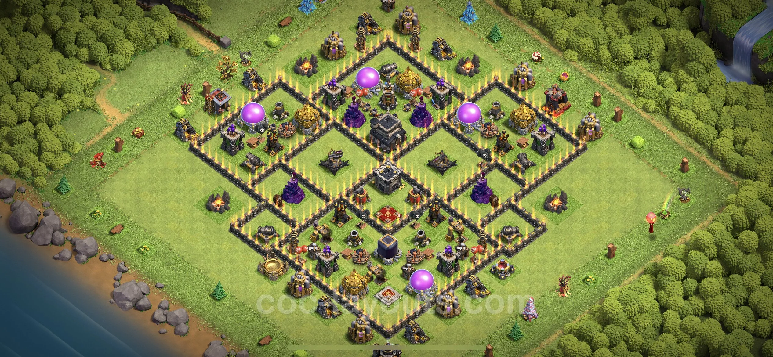 Top Base TH9 with Link, Hybrid - Anti Everything Defence Plan - Clash of Clans - (#199) — Defense TH9