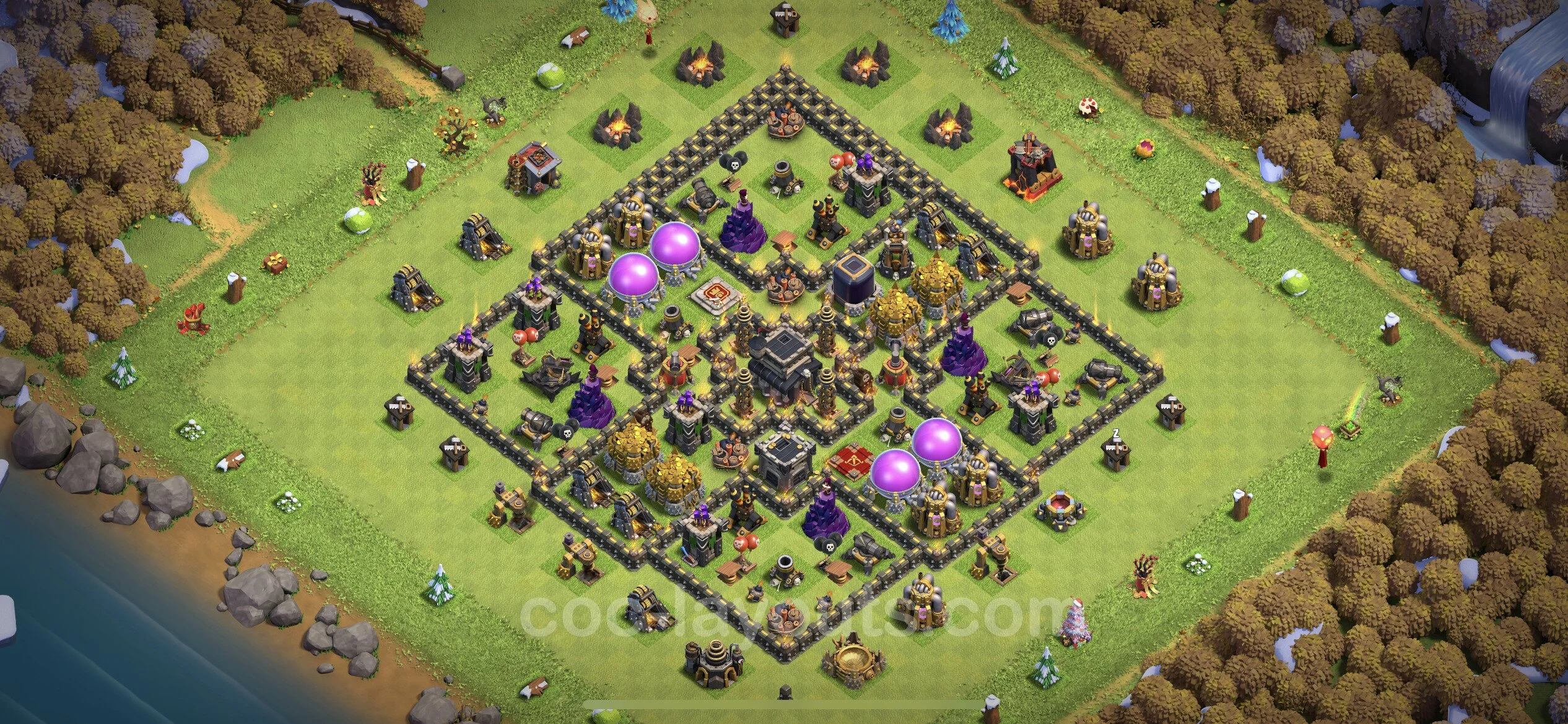 Top Base TH9 with Link, Hybrid - Anti Everything Defence Plan - Clash of Clans - (#200) — Verteidigung TH9