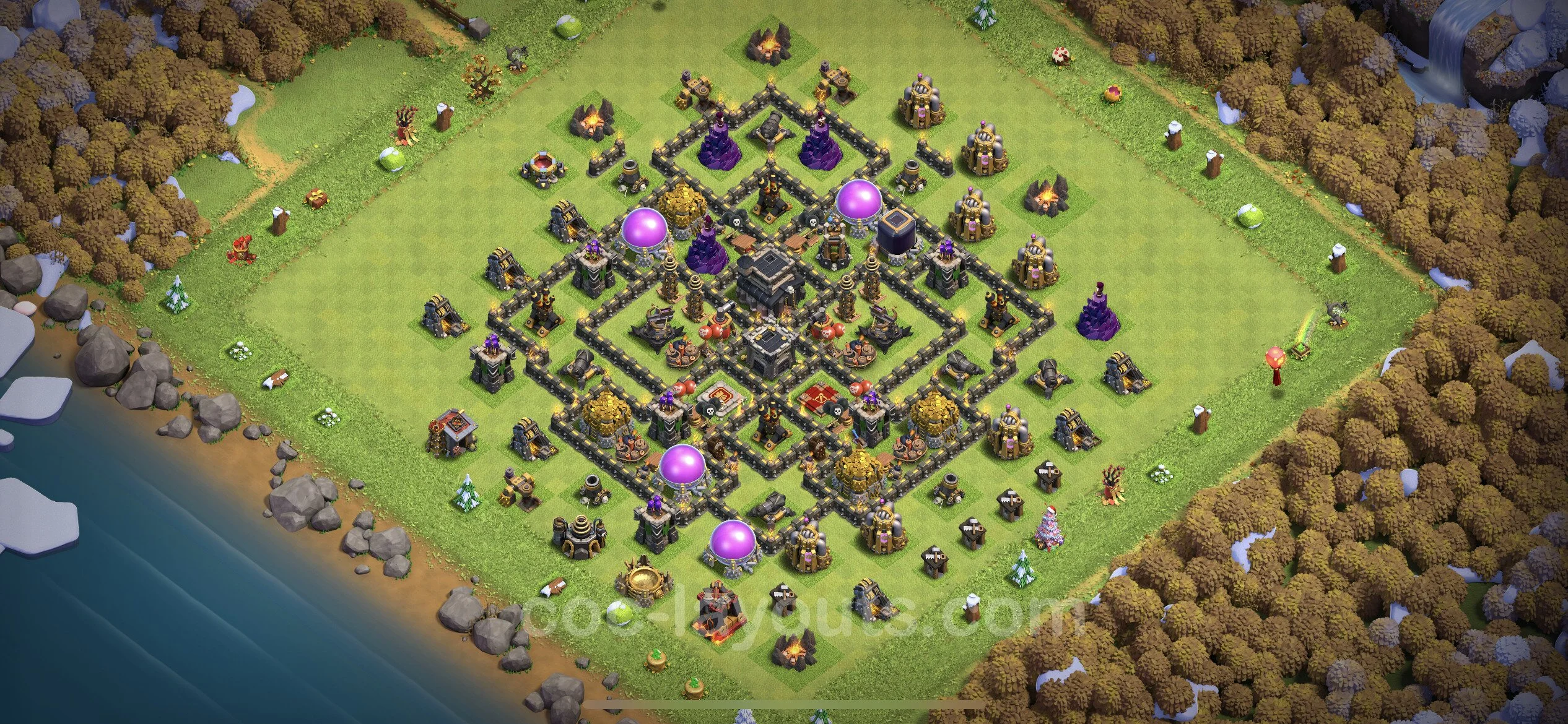 Anti 3 Stars Base TH9 with Link, Anti Everything - best plan / layout / design - Clash of Clans - (#201) — Захист TH9