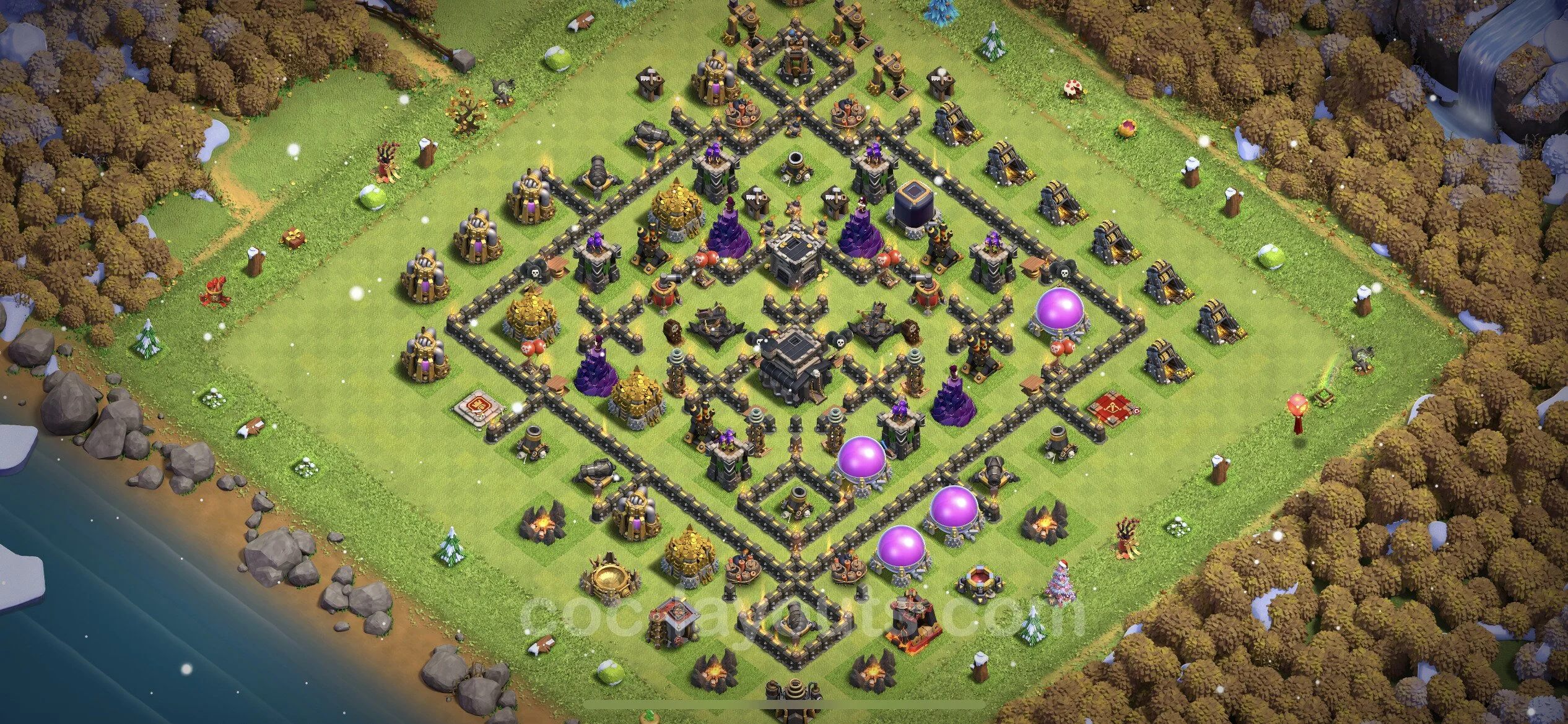 Top Base TH9 with Link - Anti Everything Defence Plan - Clash of Clans - (#203) — Verdediging TH9