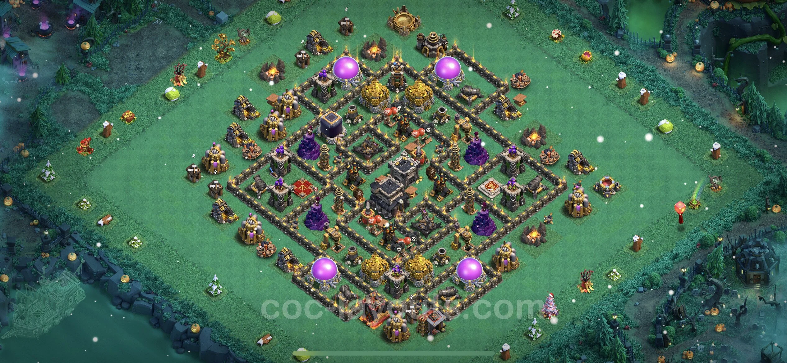 Anti 2 Stars Base TH9 with Link, Hybrid - best plan / layout / design - Clash of Clans - (#207) — 防御 TH9