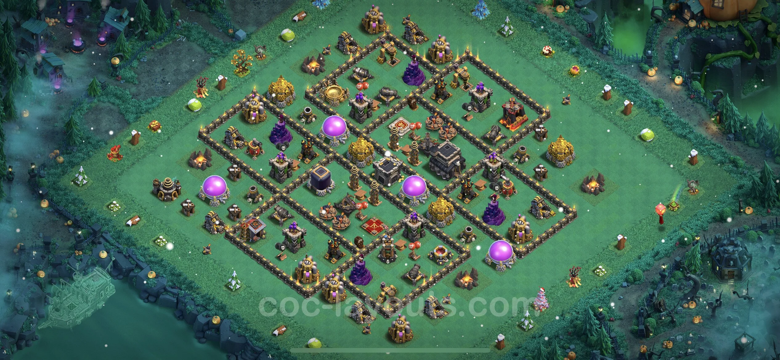 Top Base TH9 with Link, Hybrid - Anti GoWiWi / GoWiPe Defence Plan - Clash of Clans - (#208) — Defesa TH9