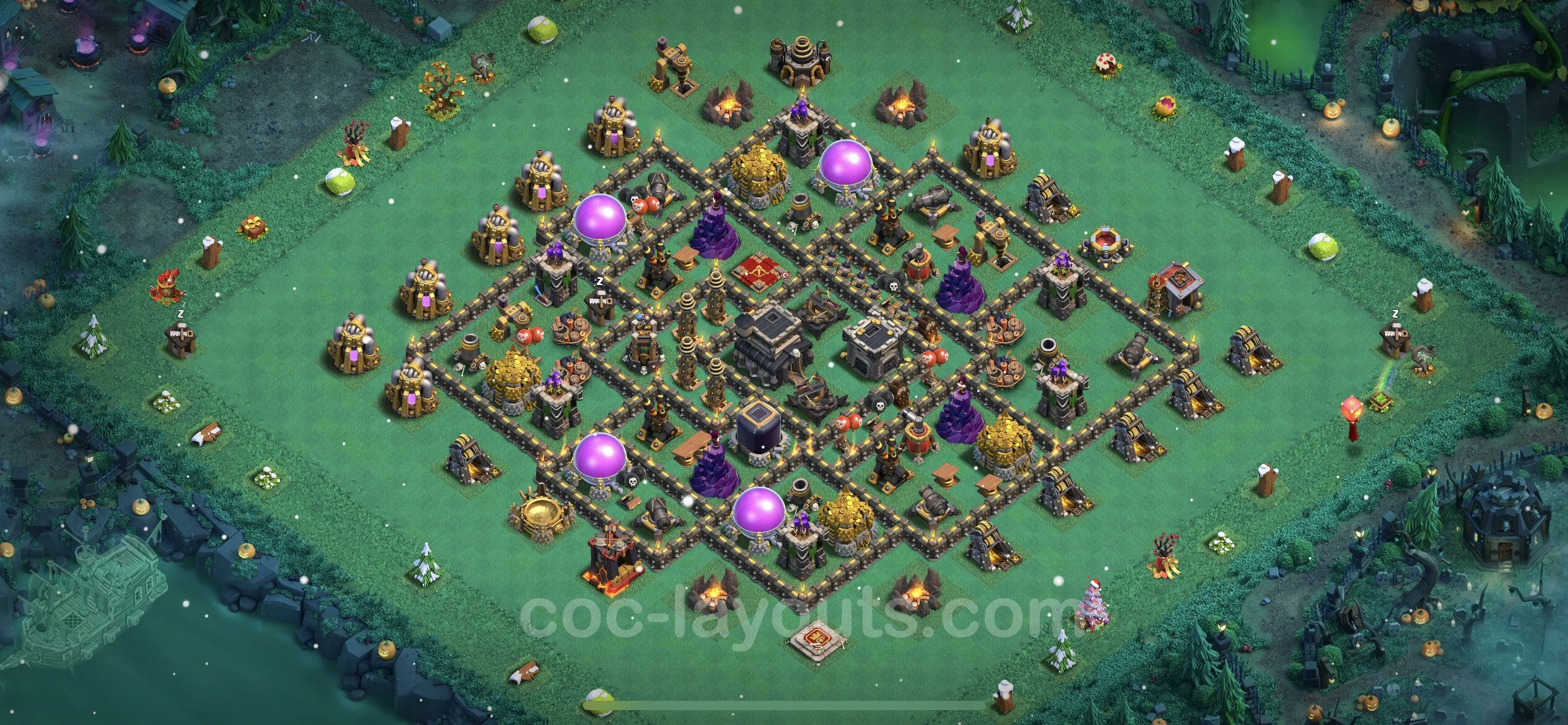 Base TH9 with Link, Anti Everything Max Levels - defence plan / layout / design - Clash of Clans - (#209) — Verteidigung TH9