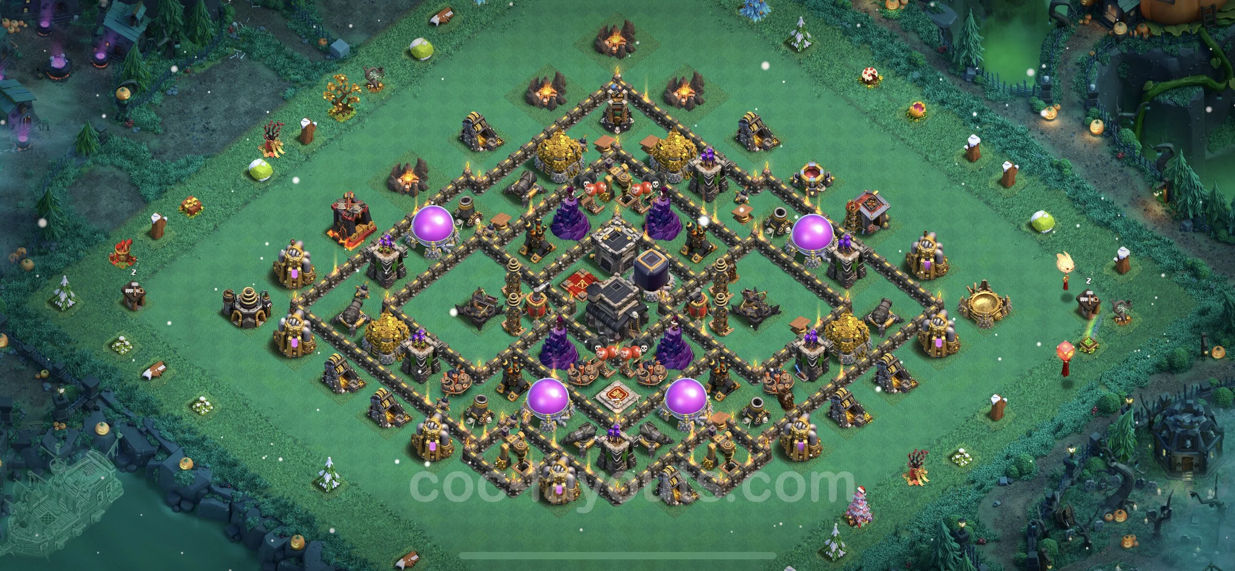 Unbeatable Base TH9 with Link, Hybrid - best plan / Anti Loot / design - Clash of Clans - (#210) — Защита TH9