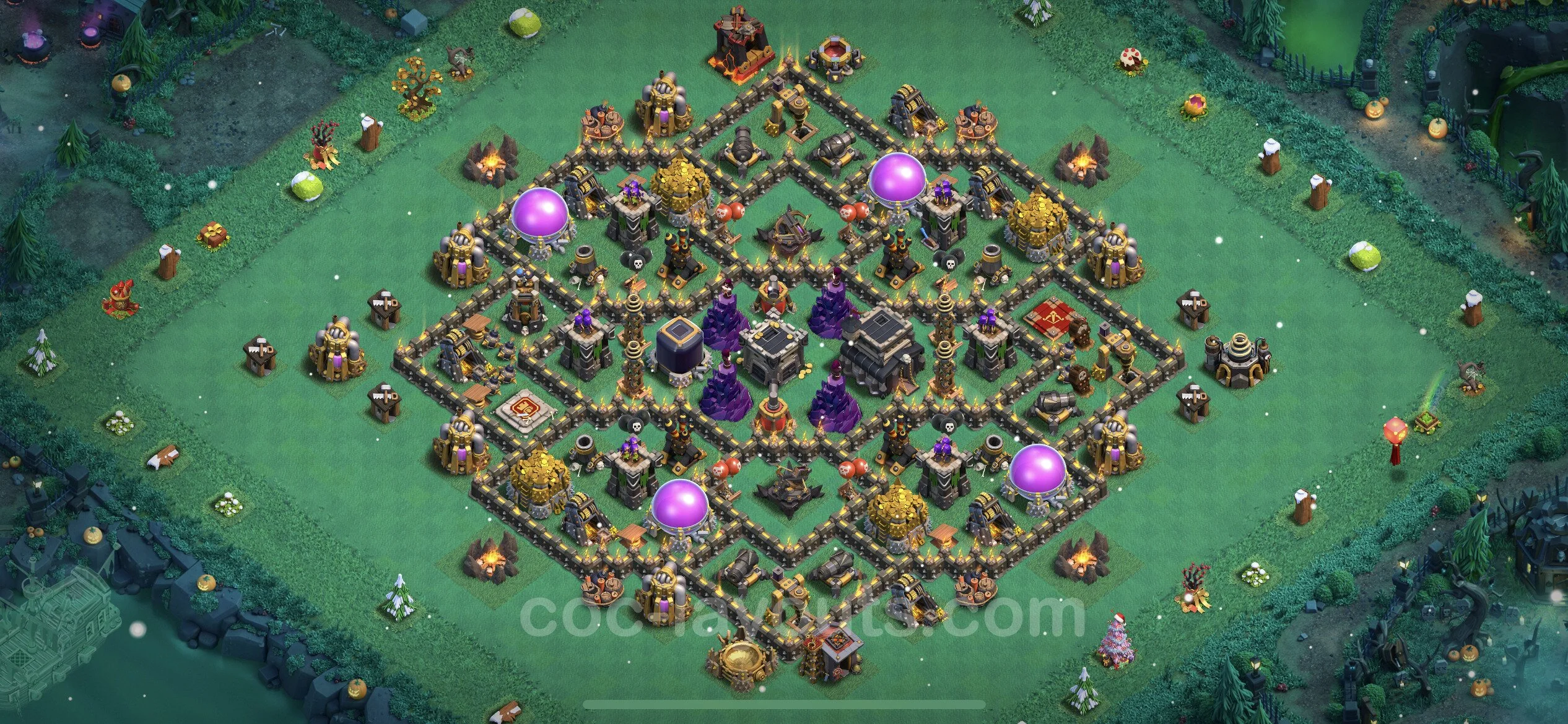 Base TH9 with Link, Hybrid - Anti Dragon Defence Plan / Anti Air - Clash of Clans - (#212) — Verdediging TH9