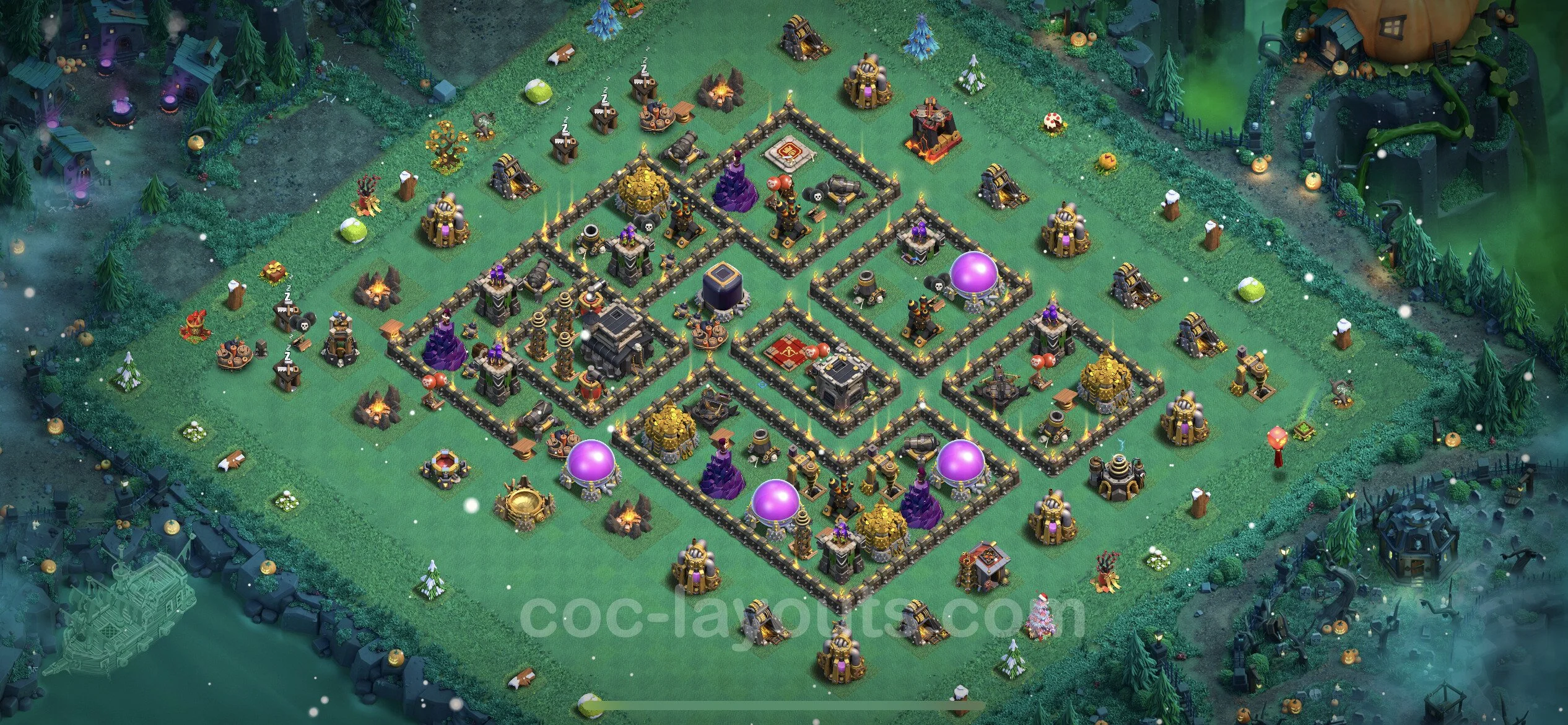Top Base TH9 with Link - Anti GoWiWi / GoWiPe Defence Plan - Clash of Clans - (#213) — Defense TH9