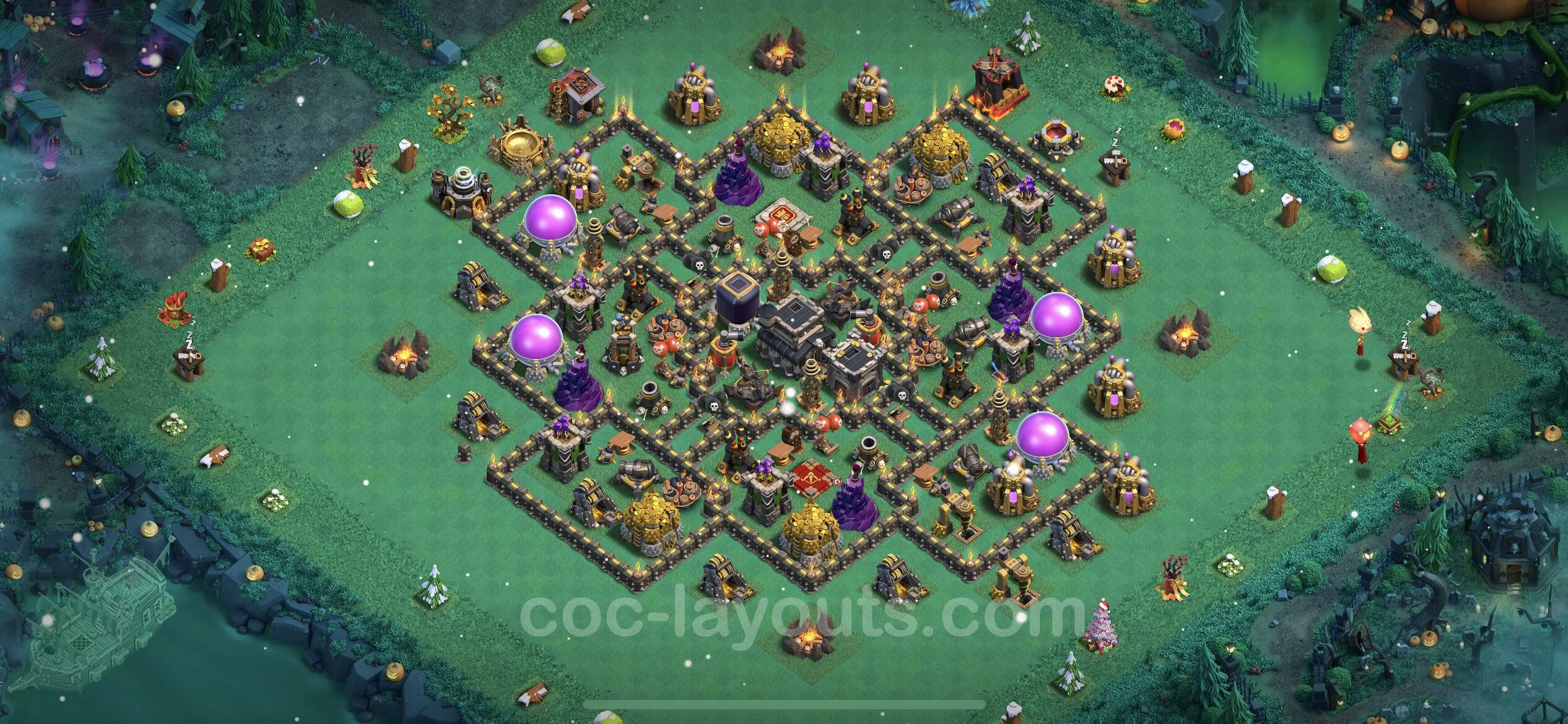 Anti 2 Stars Base TH9 with Link, Hybrid - best plan / layout / design - Clash of Clans - (#214) — Obrona TH9