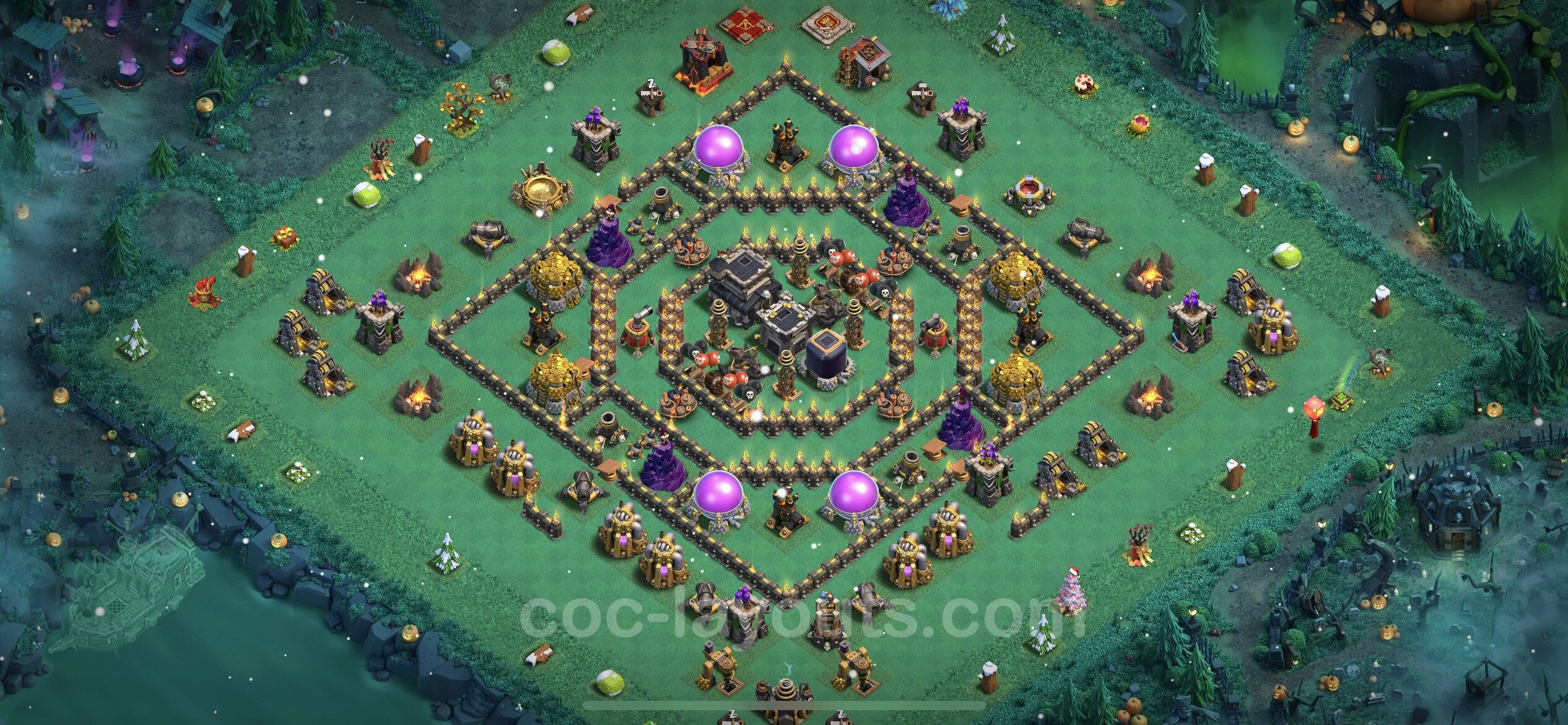Anti 2 Stars Base TH9 with Link, Hybrid - best plan / layout / design - Clash of Clans - (#215) — Verteidigung TH9