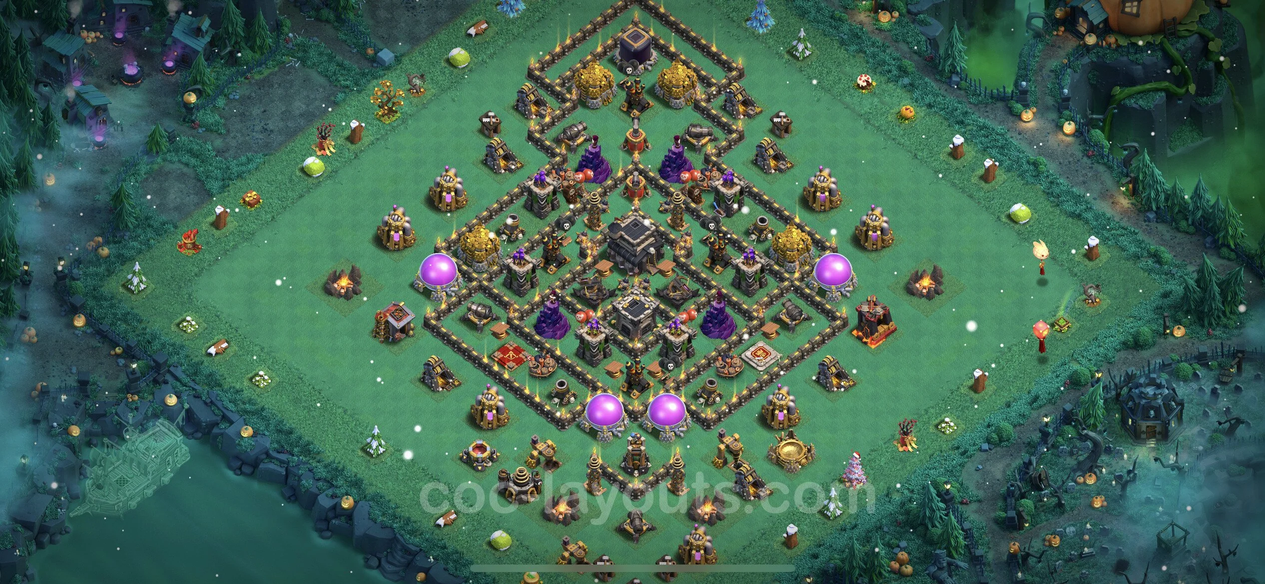 Base TH9 with Link Max Levels - defence plan / layout / design - Clash of Clans - (#216) — Verteidigung TH9