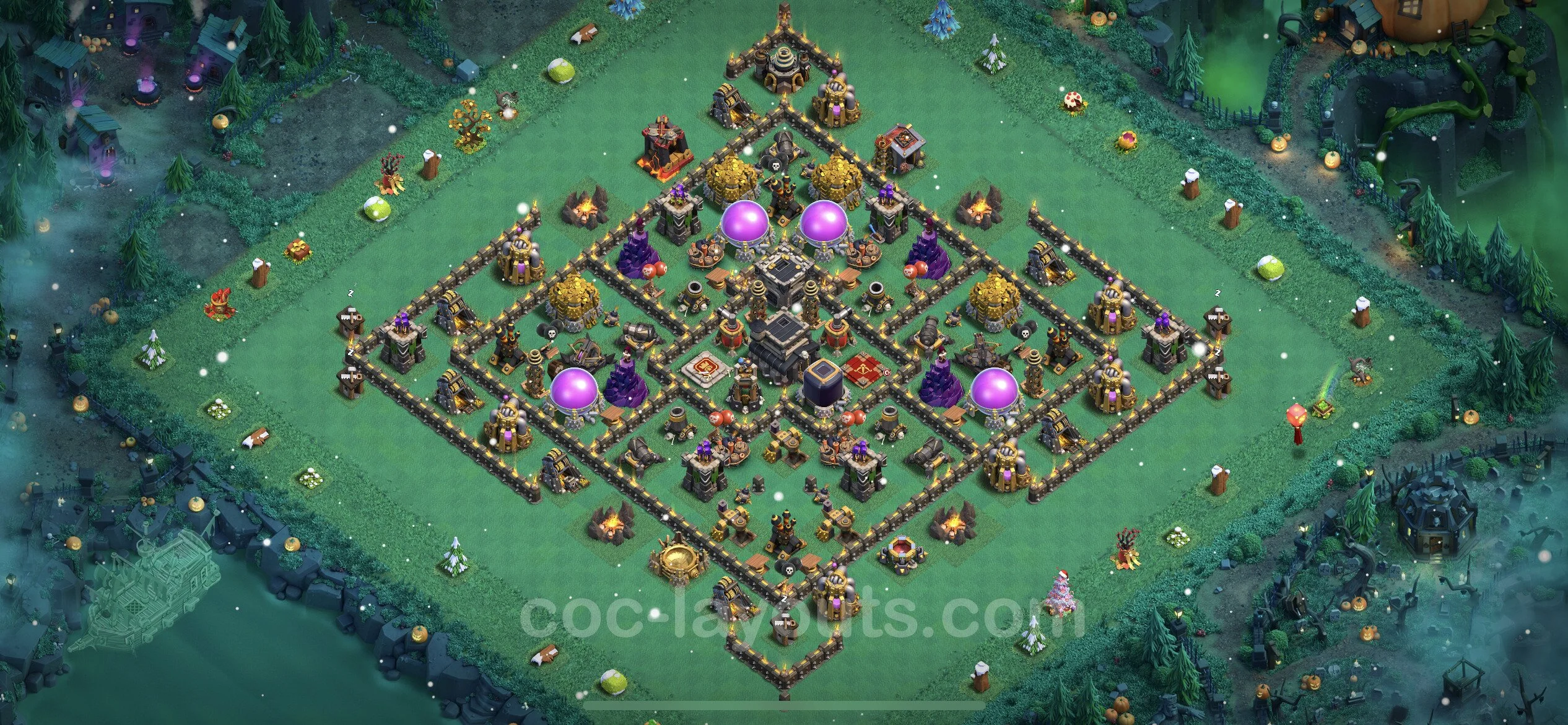 Anti 3 Stars Base TH9 with Link, Hybrid - best plan / layout / design - Clash of Clans - (#219) — Защита TH9