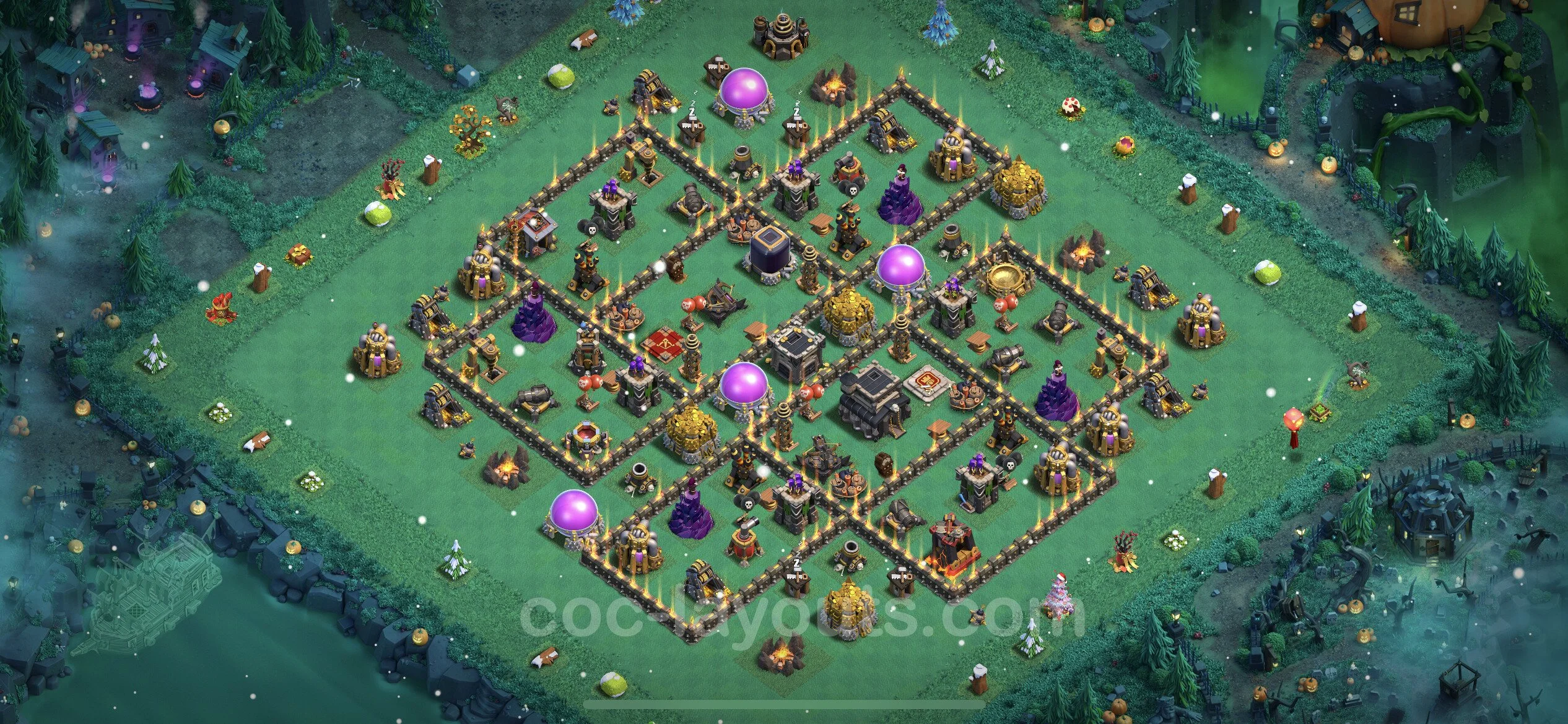 Base TH9 with Link, Anti Everything Max Levels - defence plan / layout / design - Clash of Clans - (#221) — Защита TH9