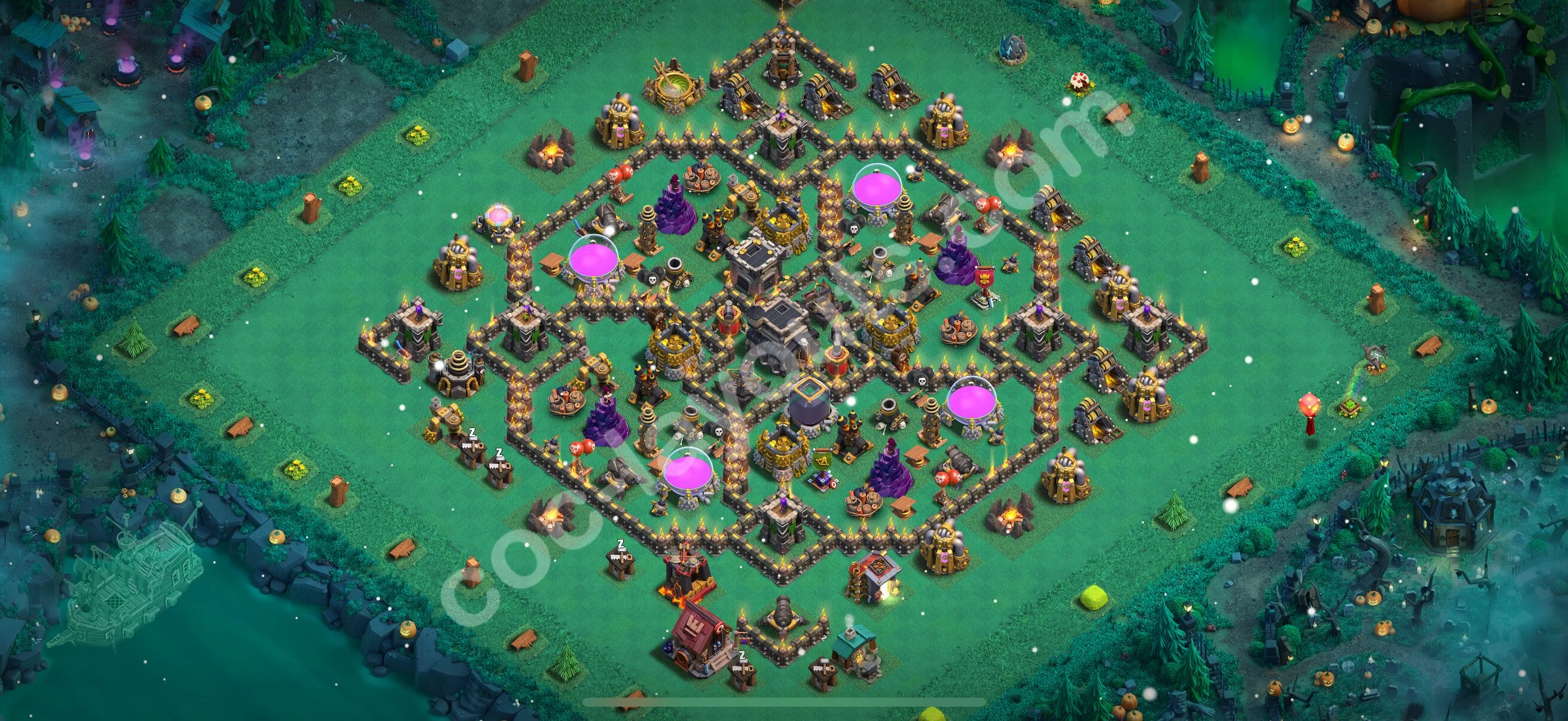 Anti 3 Stars Base TH9 with Link, Hybrid - best plan / layout / design - Clash of Clans 2026 - (#222) — Obrona TH9