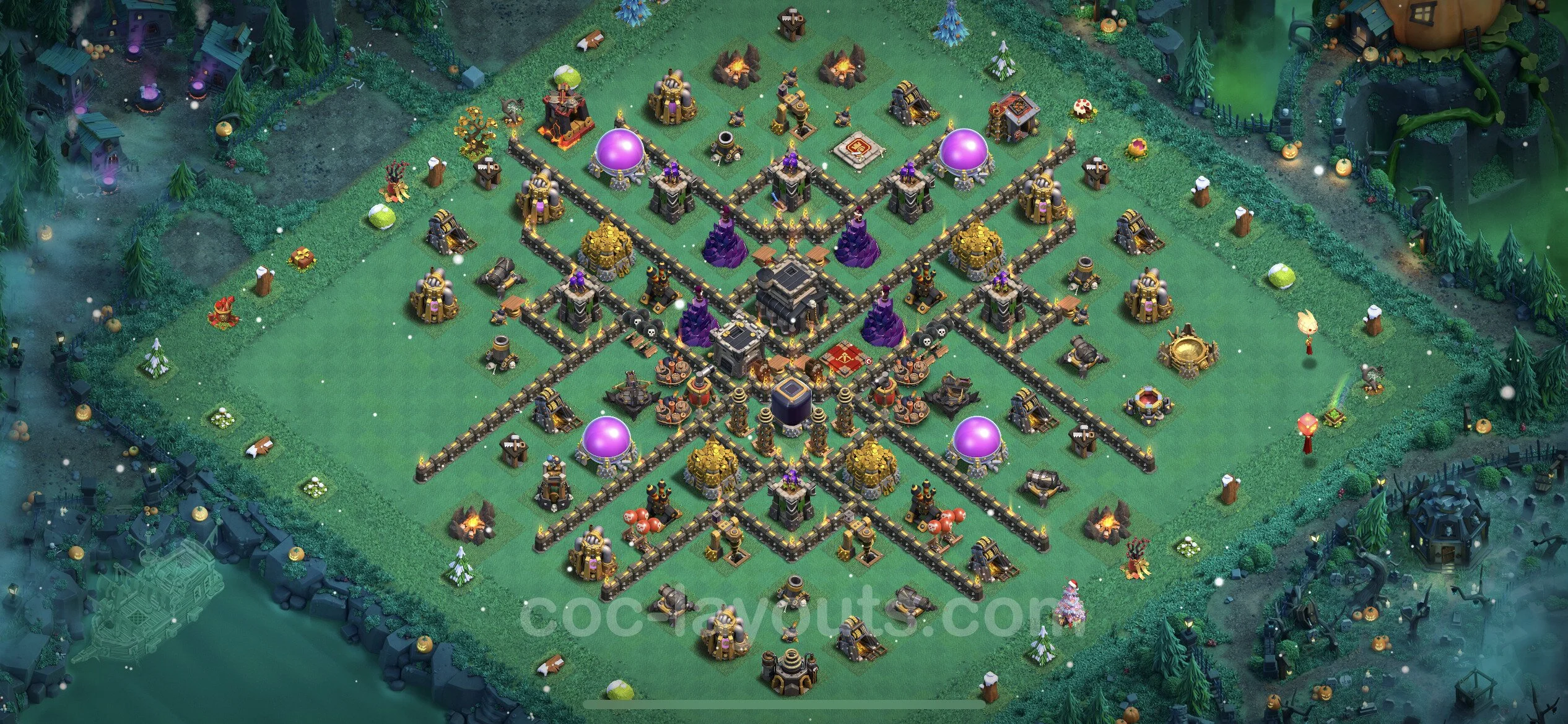 Top Base TH9 with Link, Hybrid - Anti Everything Defence Plan - Clash of Clans - (#225) — Defense TH9