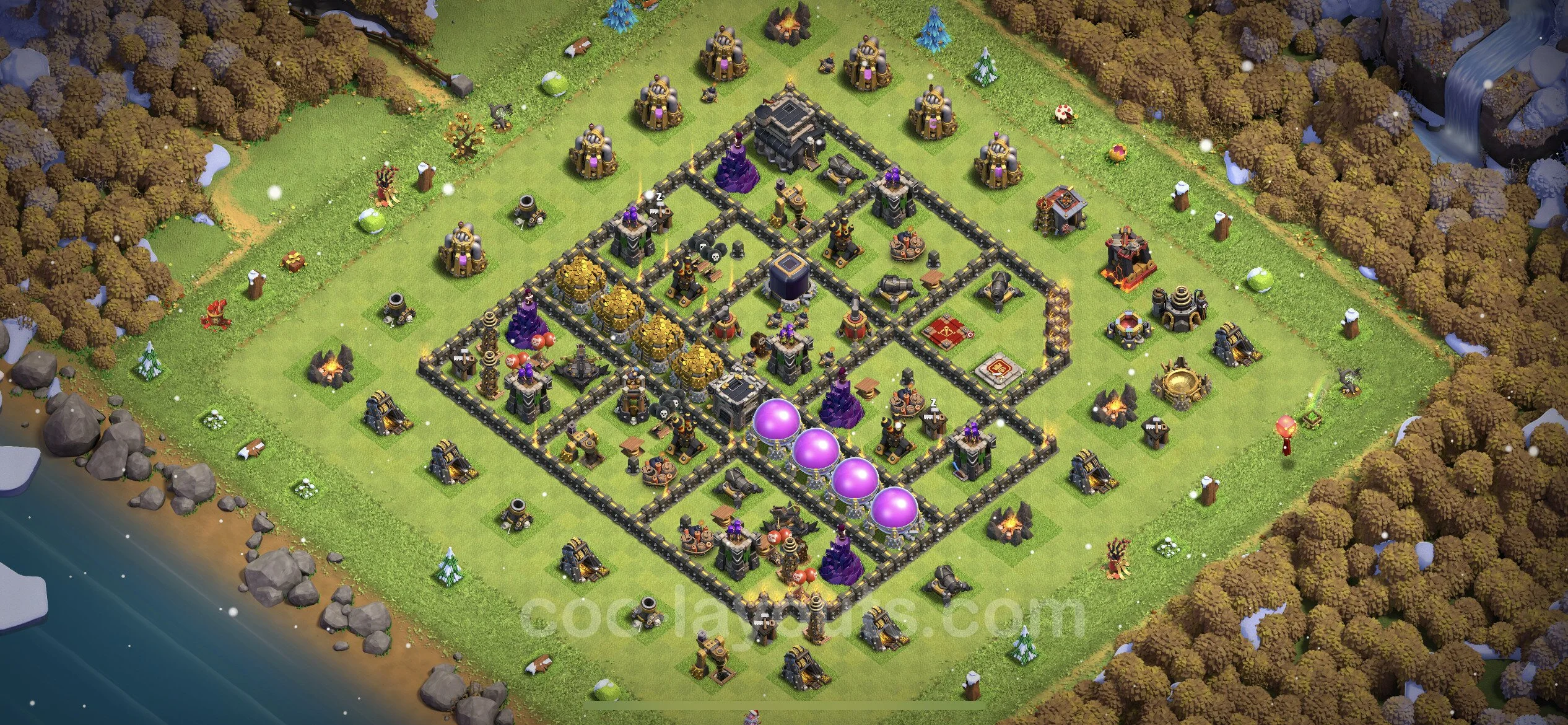 Top Base TH9 with Link, Hybrid - Anti Everything Defence Plan - Clash of Clans - (#226) — Obrona TH9