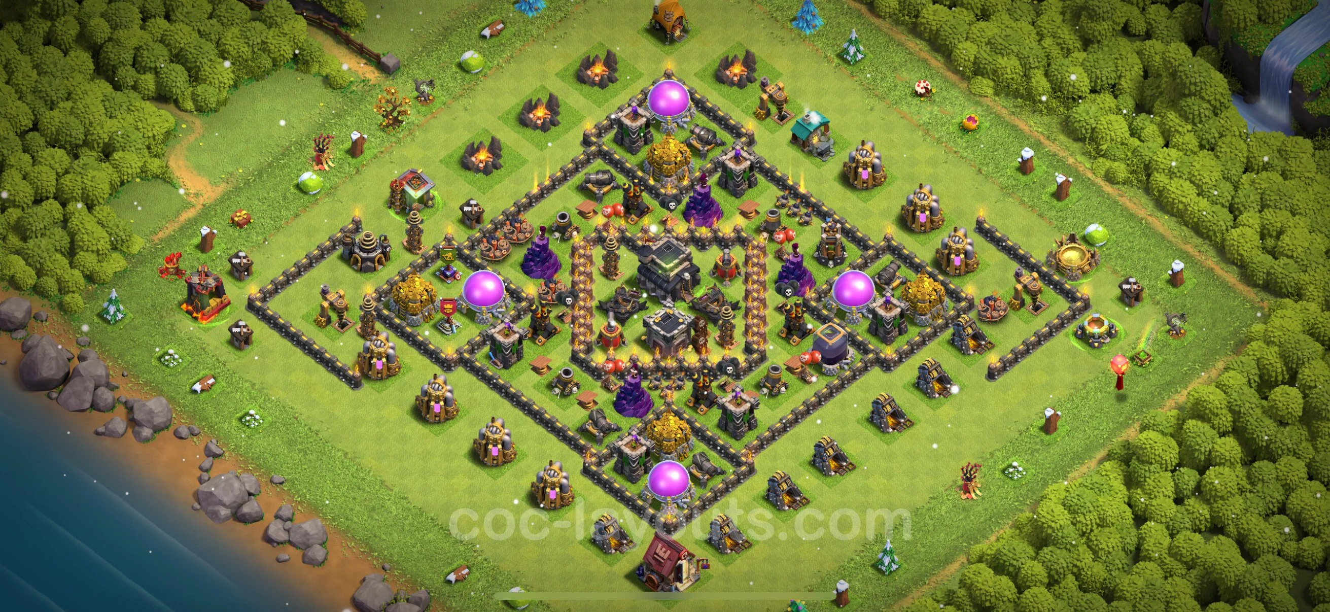 Top Base TH9 with Link, Hybrid - Anti Everything Defence Plan - Clash of Clans - (#232) — Defense TH9