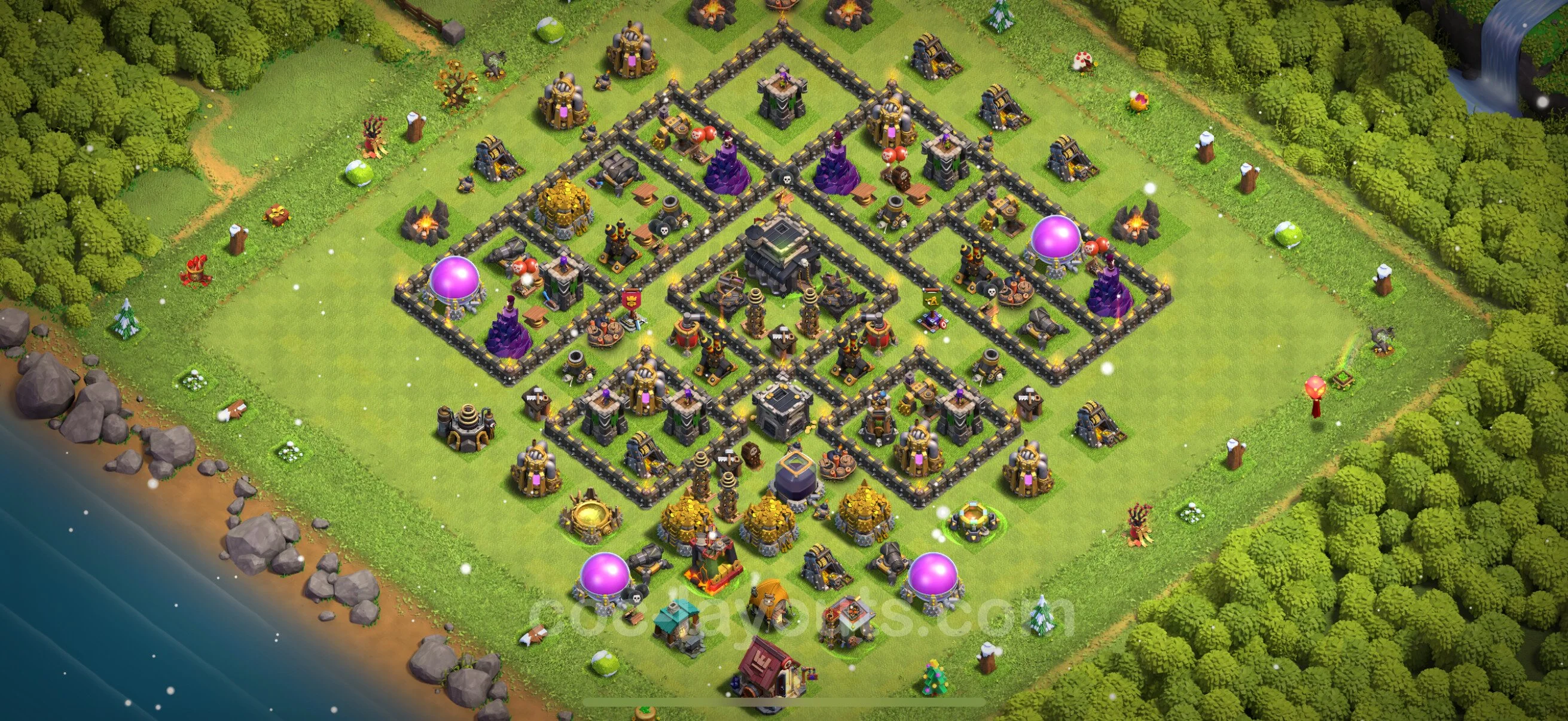 Top Base TH9 with Link - Anti Everything Defence Plan - Clash of Clans - (#233) — Verteidigung TH9