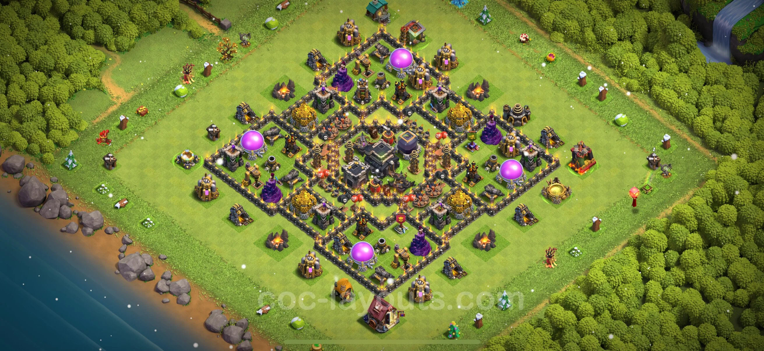 Anti 2 Stars Base TH9 with Link, Hybrid - best plan / layout / design - Clash of Clans - (#234) — Захист TH9