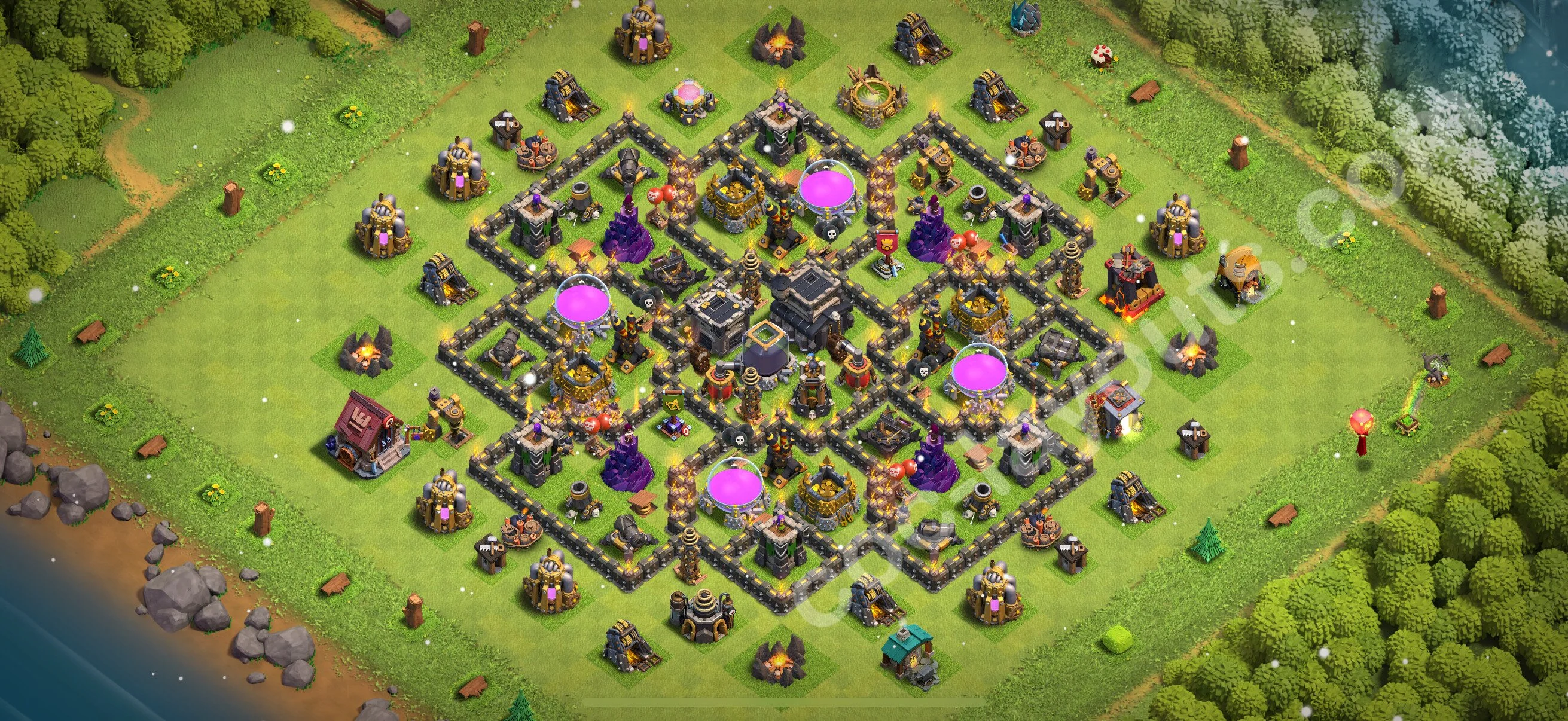 Anti 2 Stars Base TH9 with Link, Hybrid - best plan / layout / design - Clash of Clans 2026 - (#235) — Verteidigung TH9