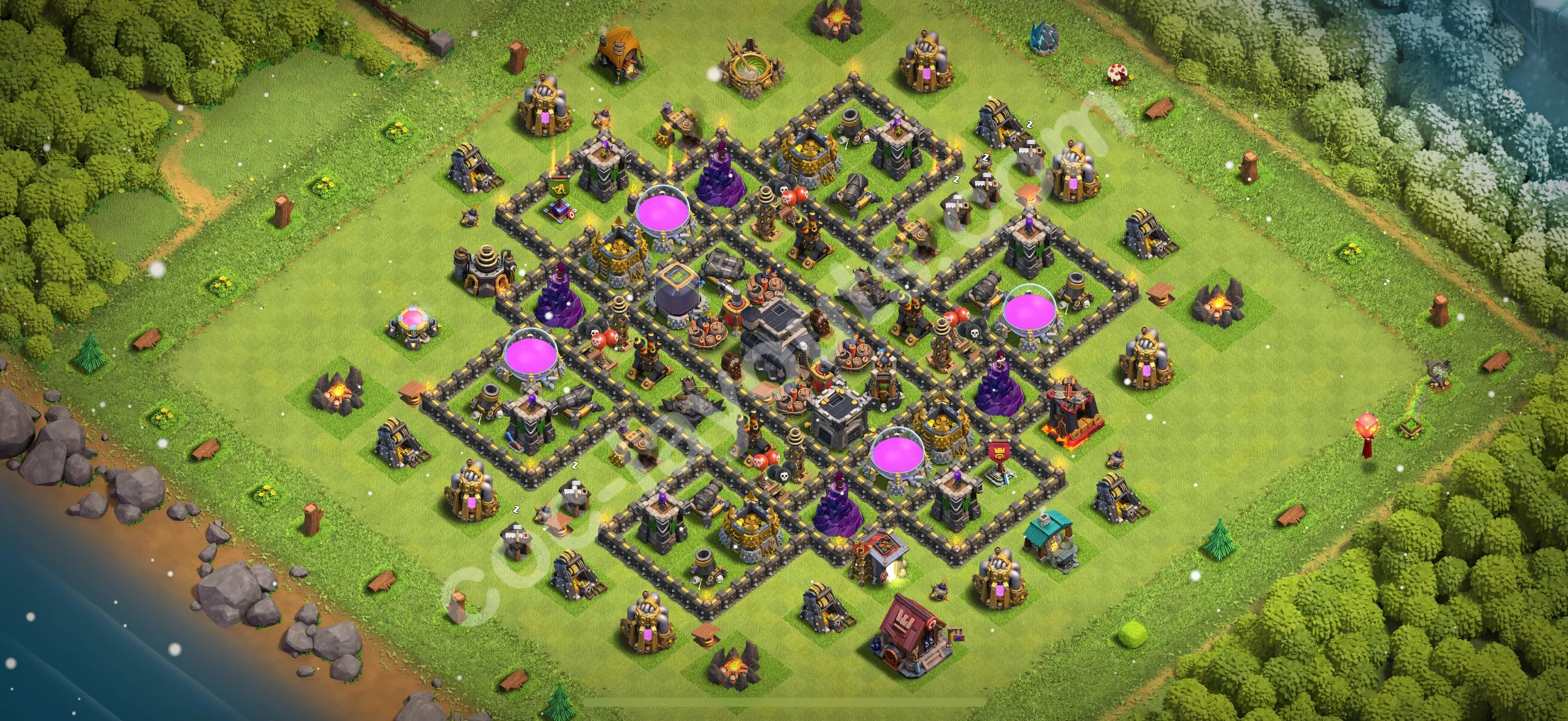 Anti 3 Stars Base TH9 with Link, Anti Everything - best plan / layout / design - Clash of Clans 2026 - (#240) — Obrona TH9