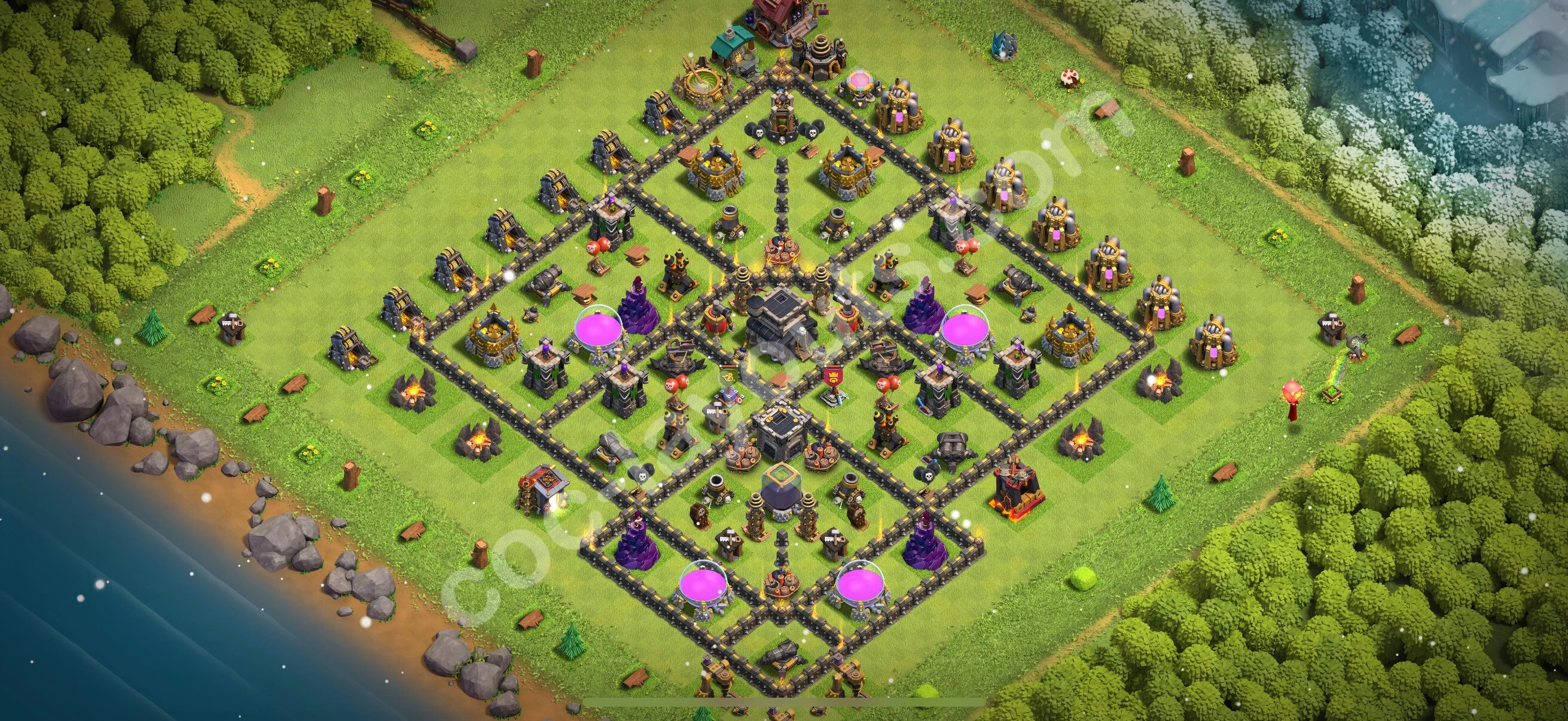 Anti 2 Stars Base TH9 with Link, Hybrid - best plan / layout / design - Clash of Clans 2026 - (#241) — Verteidigung TH9