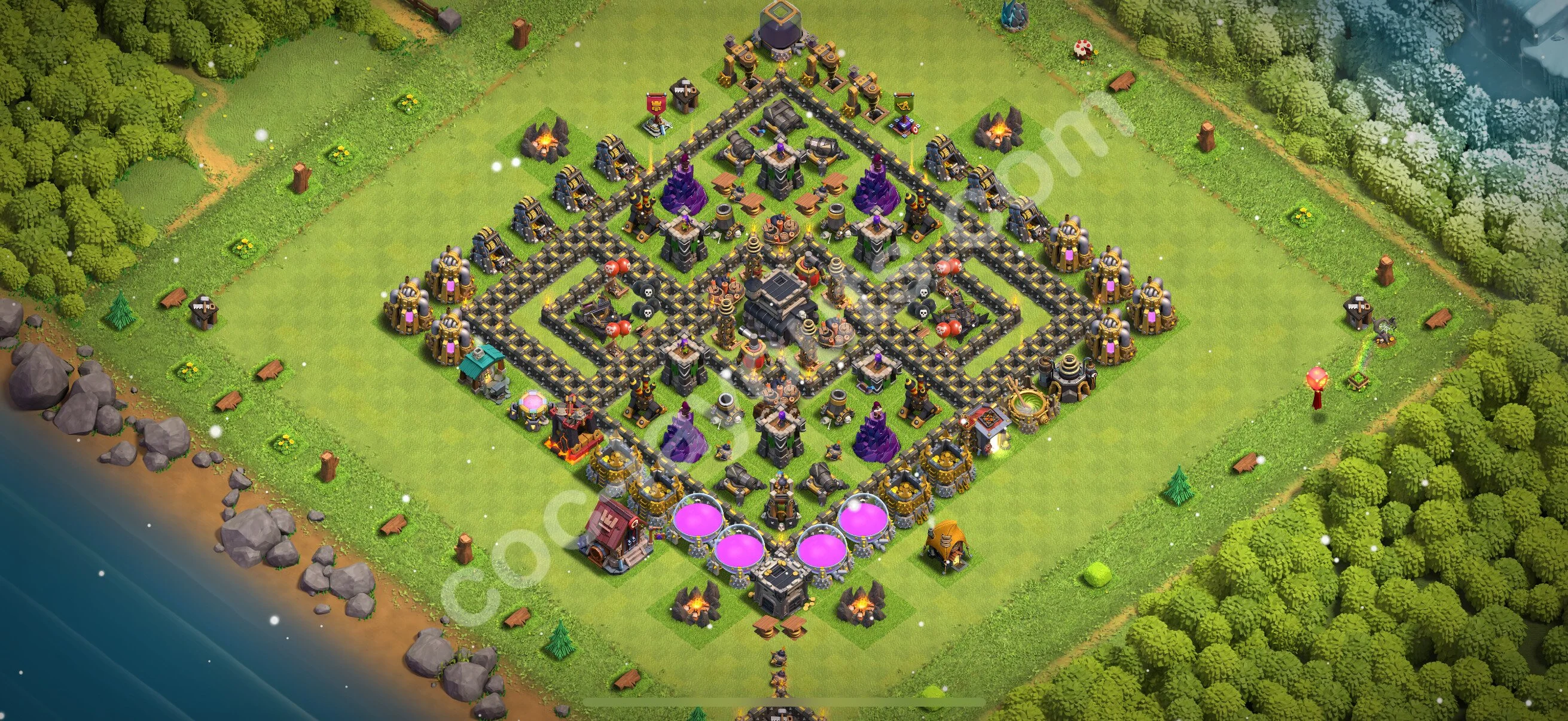 Defense (Trophy) Base TH9 with Link - plan / layout / design - Clash of Clans 2026 - (#246) — Захист TH9